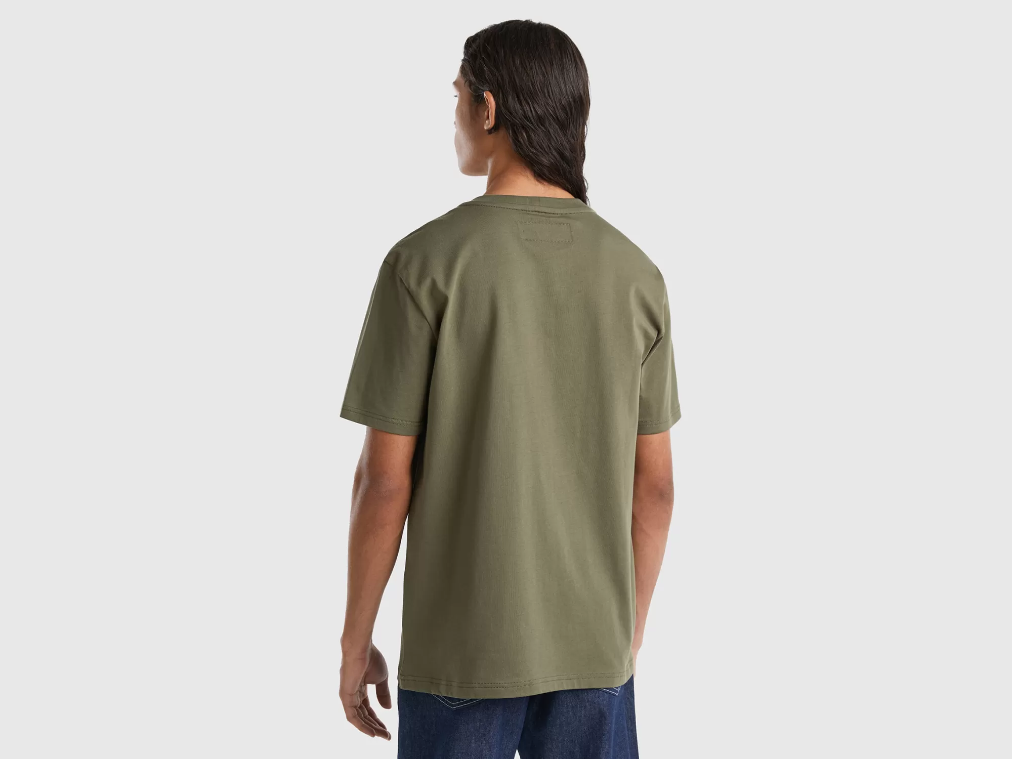 Benetton Camiseta De 100 % Algodón Con Bolsillo-Hombre Camisetas