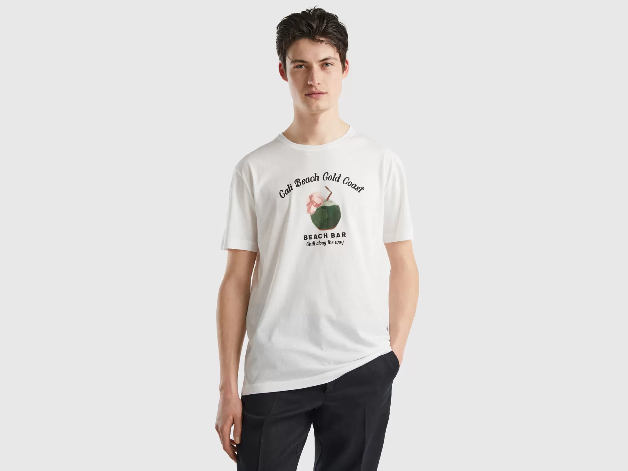 Benetton Camiseta De 100 % Algodón Con Estampado-Hombre Camisetas