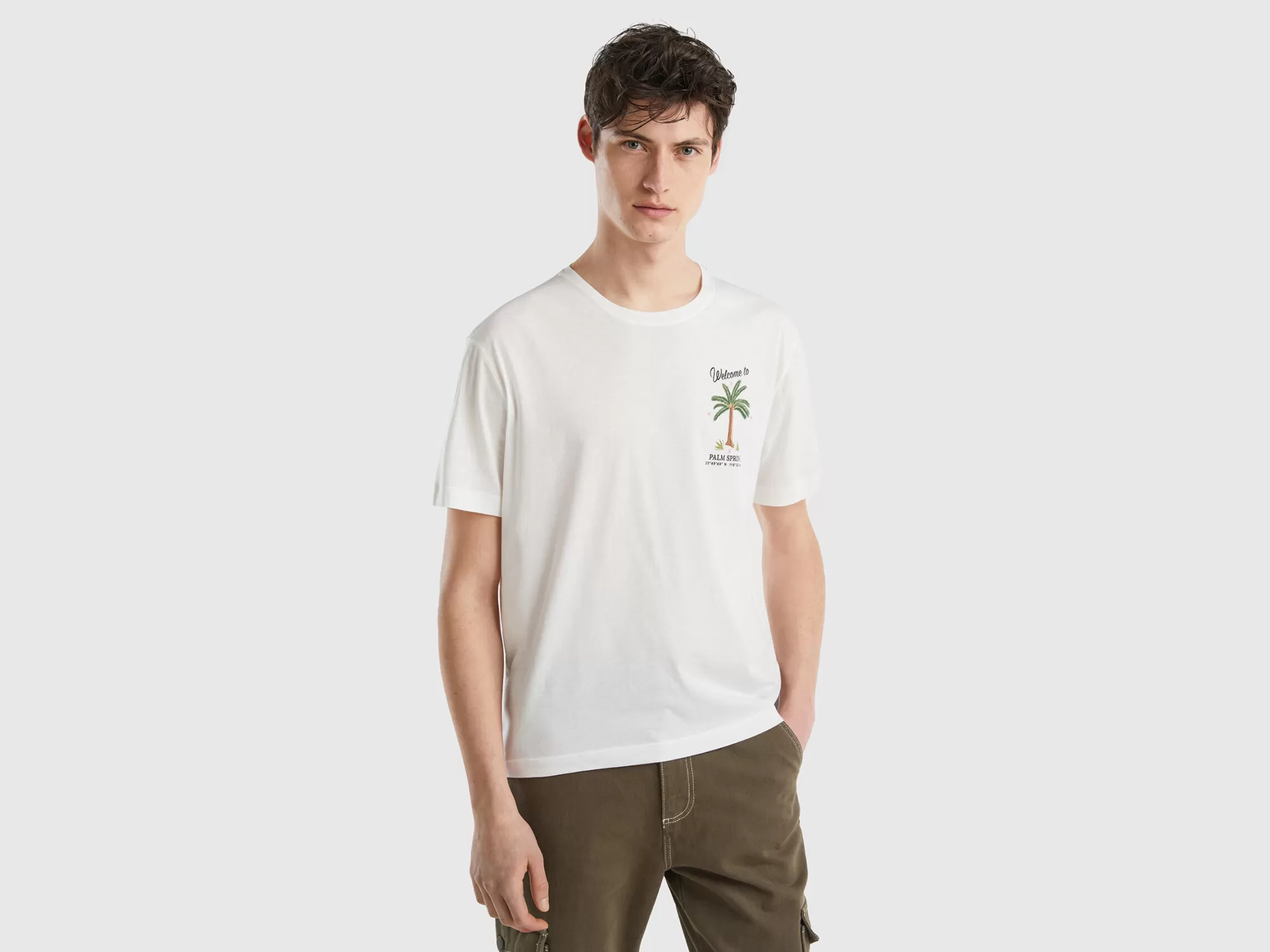 Benetton Camiseta De 100 % Algodón Con Estampado-Hombre Camisetas