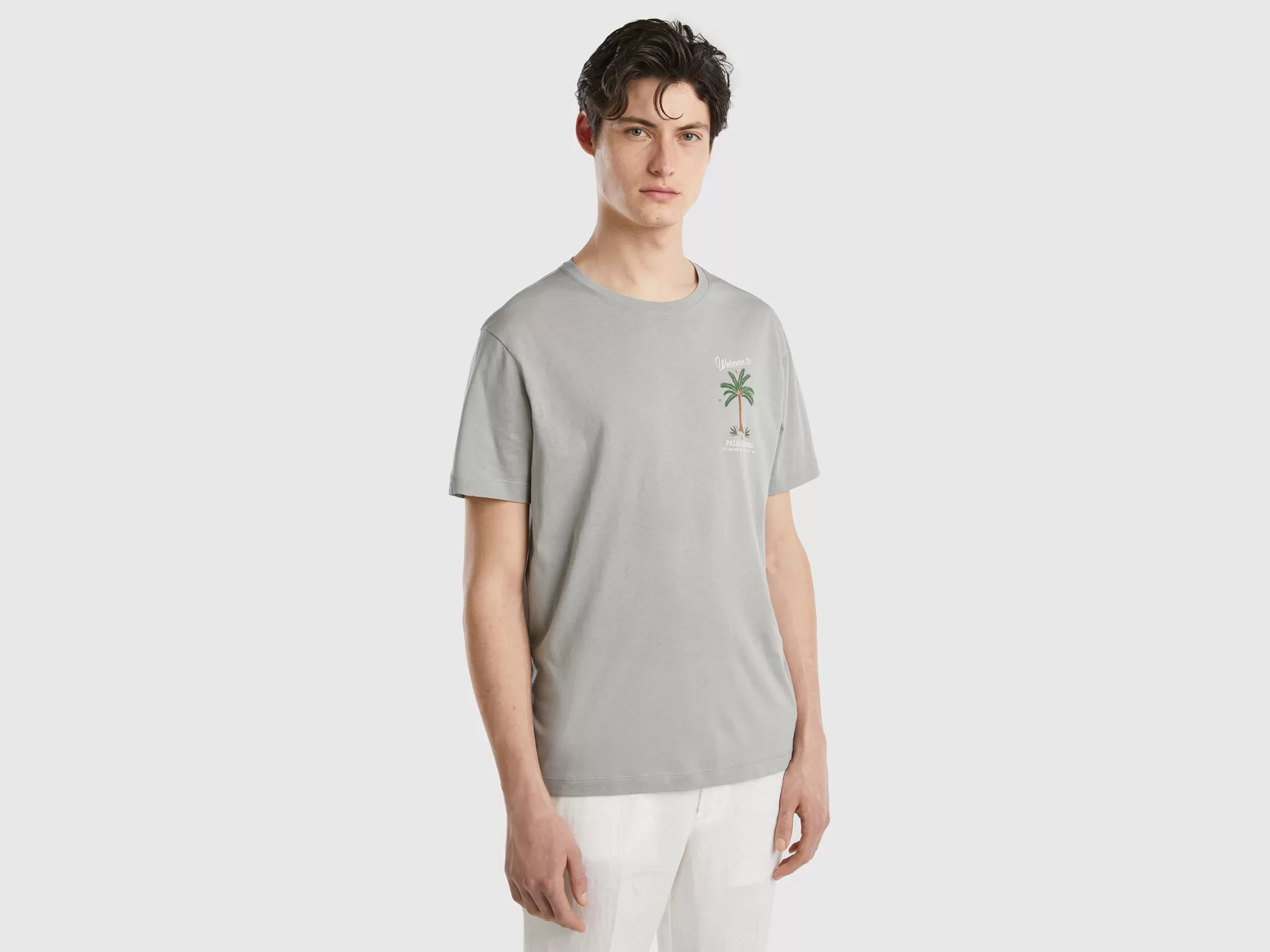 Benetton Camiseta De 100 % Algodón Con Estampado-Hombre Camisetas