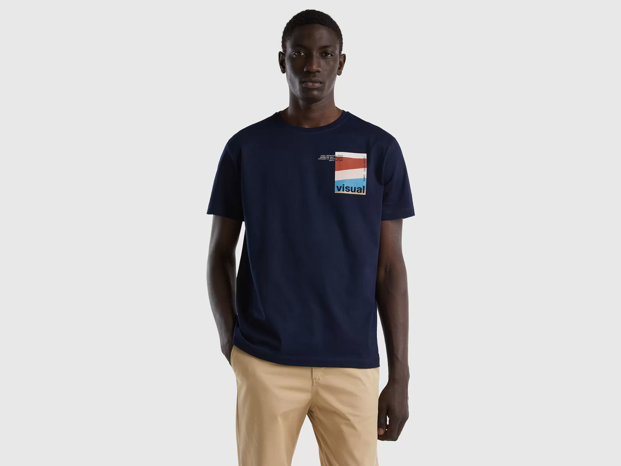 Benetton Camiseta De 100 % Algodón Con Estampado-Hombre Camisetas