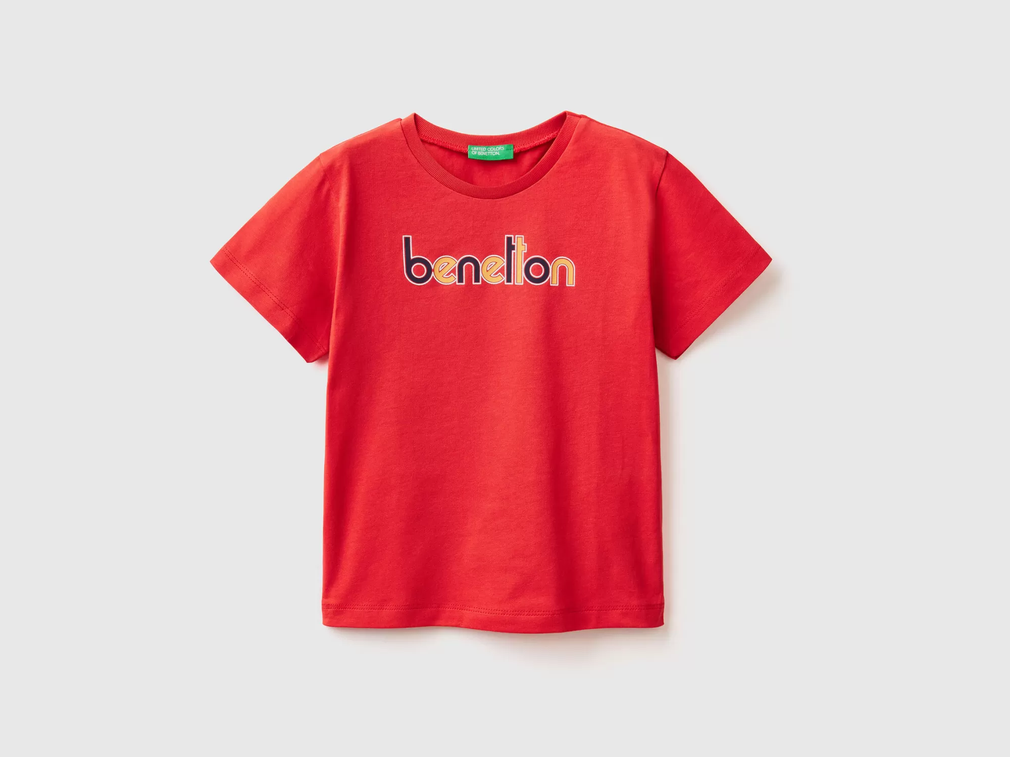 Benetton Camiseta De 100 % Algodón Organico Con Estampado-Niños Camisetas Y Camisas