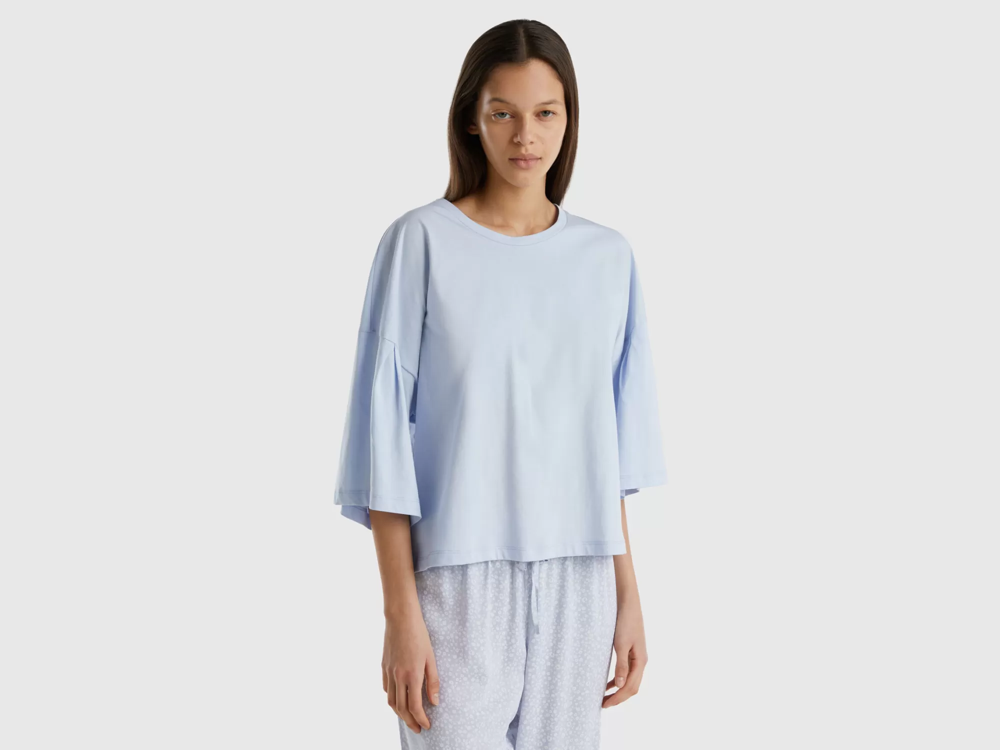 Benetton Camiseta De Algodón De Fibra Larga-Mujer Loungewear