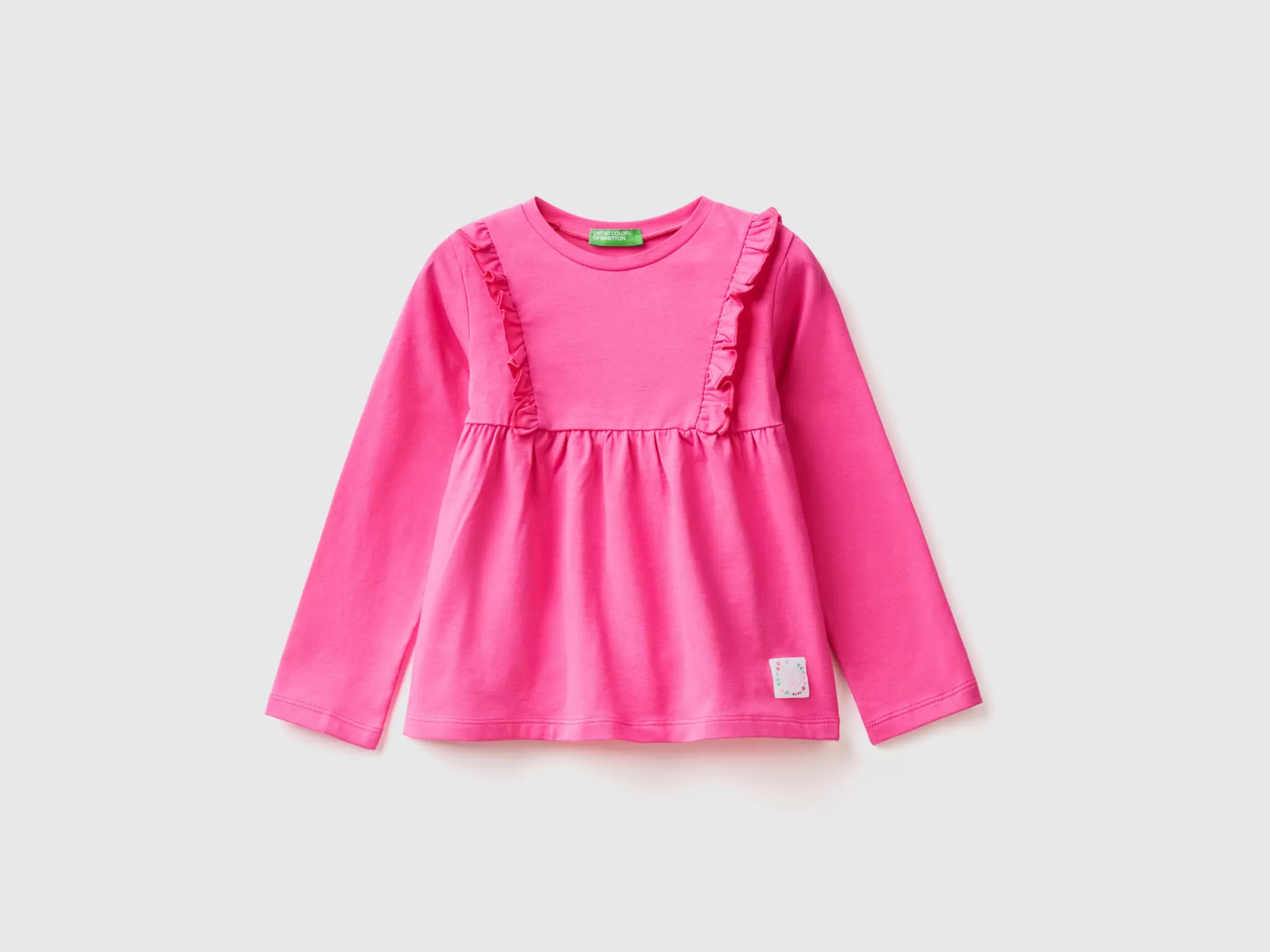 Benetton Camiseta De Algodón Elastico Con Volantes-Niños Camisetas Y Camisas