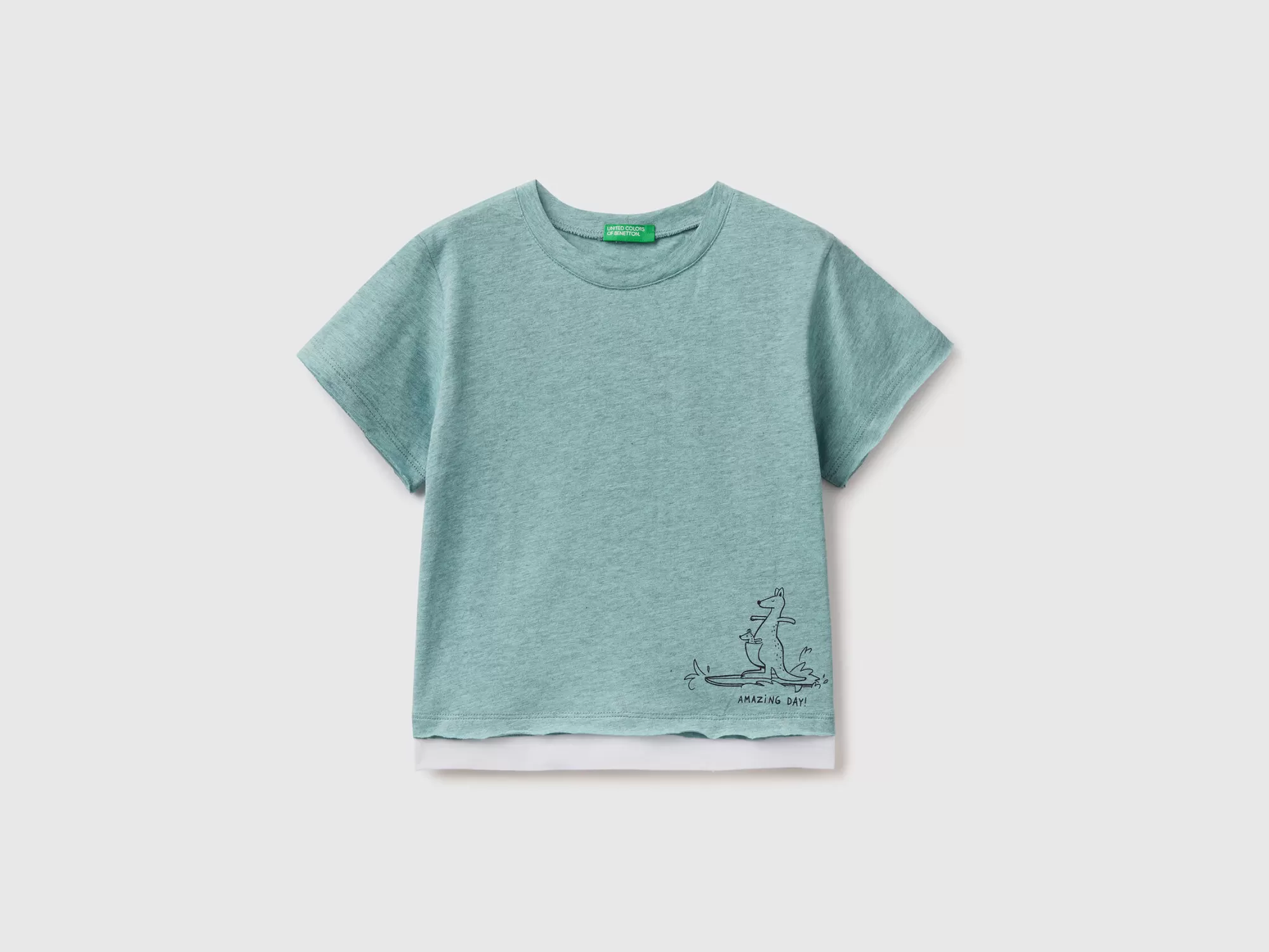 Benetton Camiseta De Algodón Jaspeado-Niños Camisetas Y Camisas