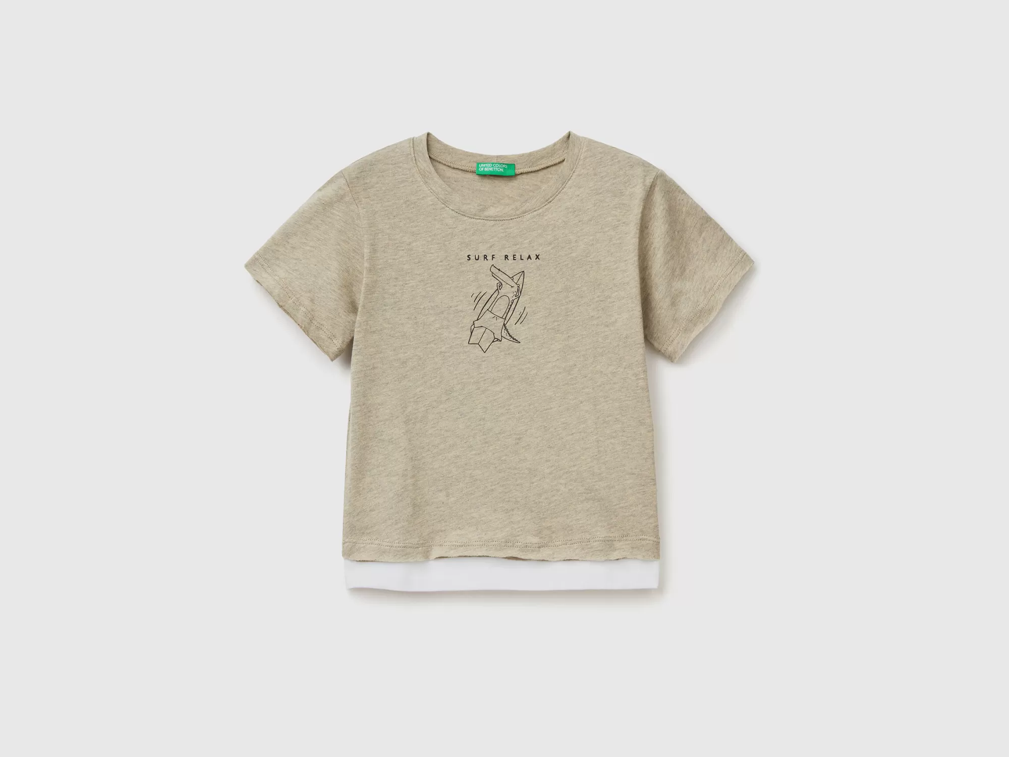 Benetton Camiseta De Algodón Jaspeado-Niños Camisetas Y Camisas