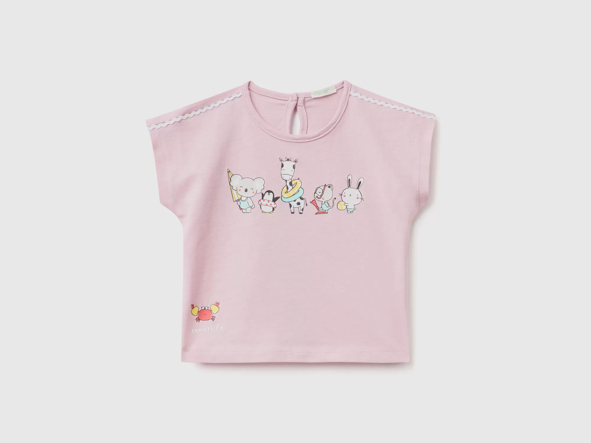 Benetton Camiseta De Algodón Organico Con Estampado-Niños Sudaderas Y Camisetas