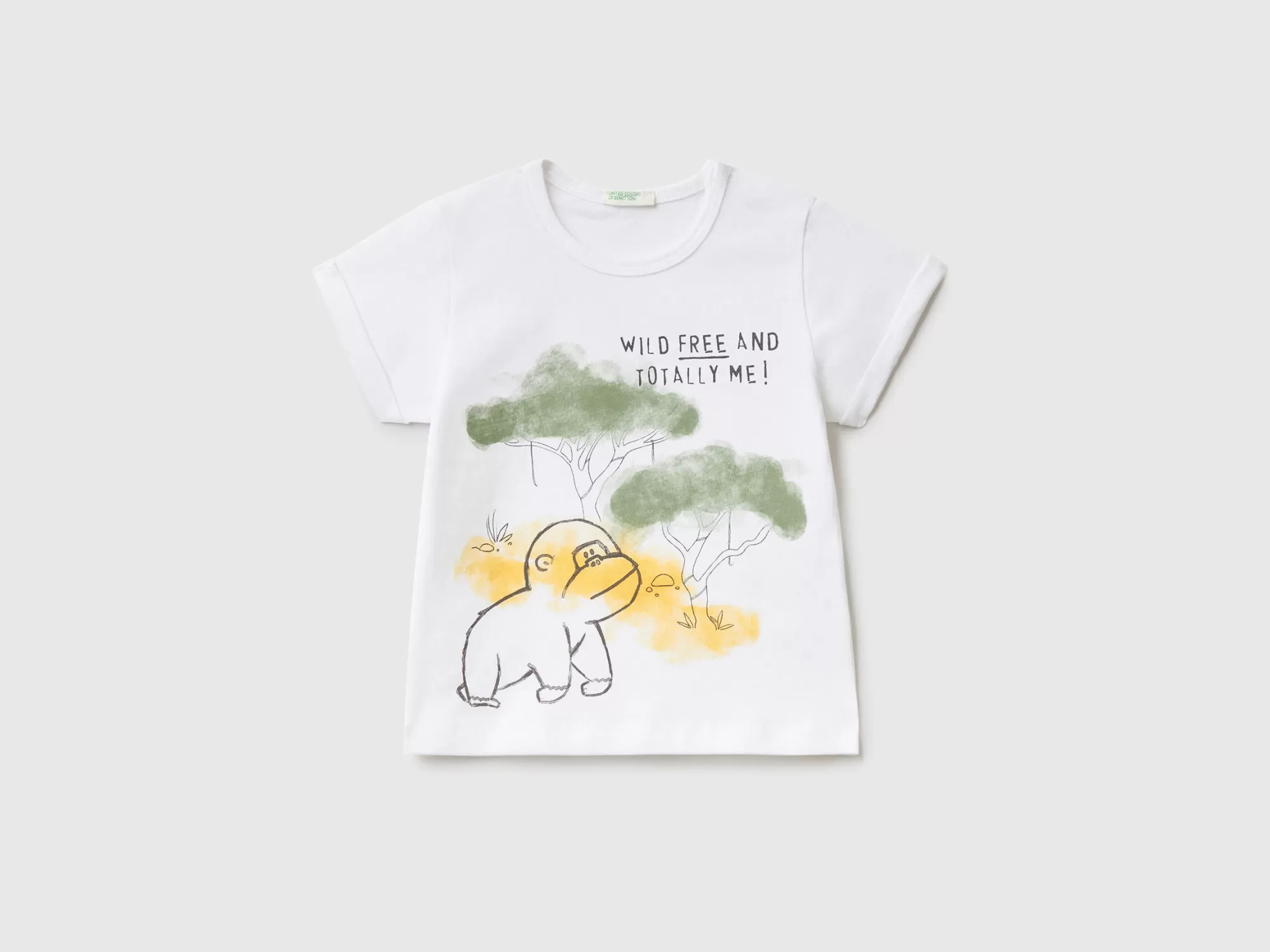 Benetton Camiseta De Algodón Organico Con Estampado-Niños Sudaderas Y Camisetas