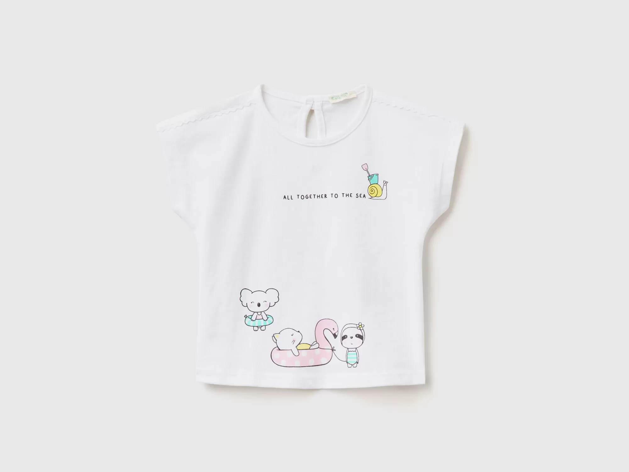 Benetton Camiseta De Algodón Organico Con Estampado-Niños Sudaderas Y Camisetas