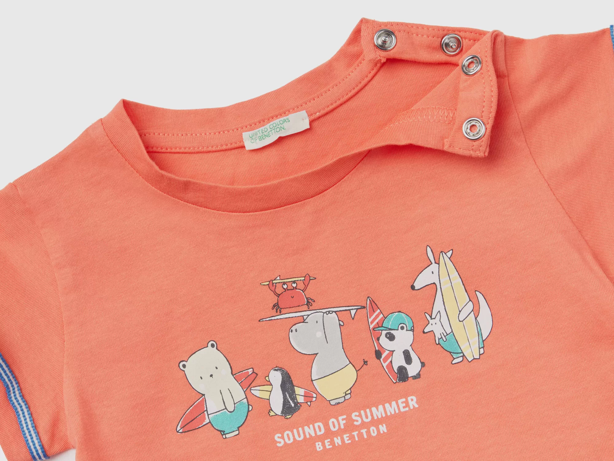 Benetton Camiseta De Algodón Organico Con Estampado-Niños Sudaderas Y Camisetas