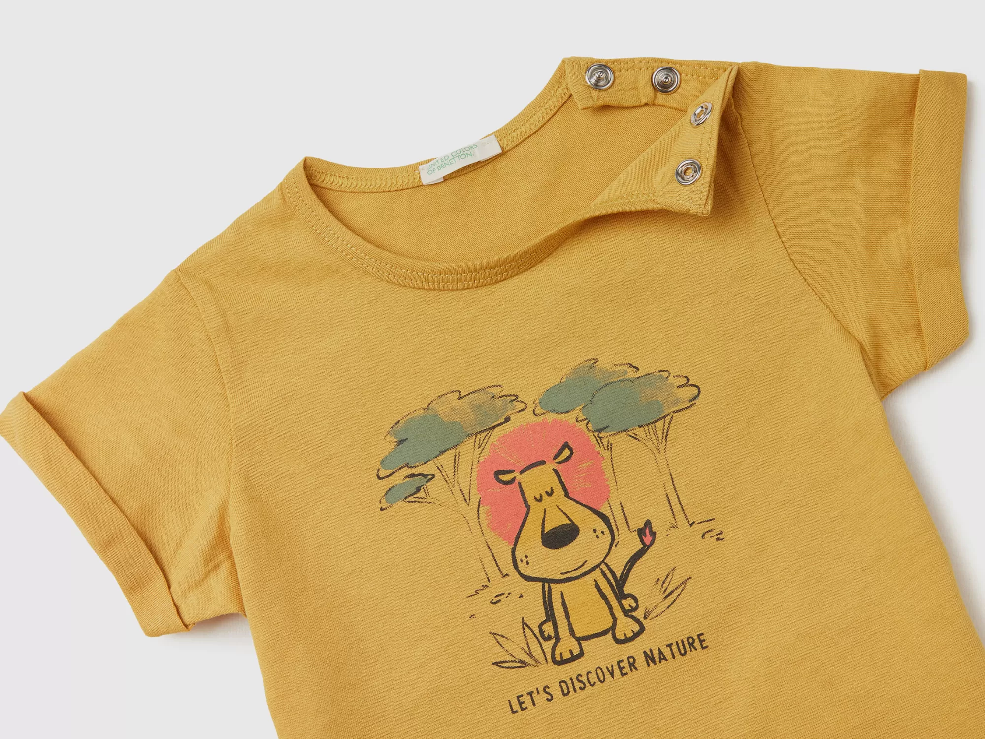 Benetton Camiseta De Algodón Organico Con Estampado-Niños Sudaderas Y Camisetas