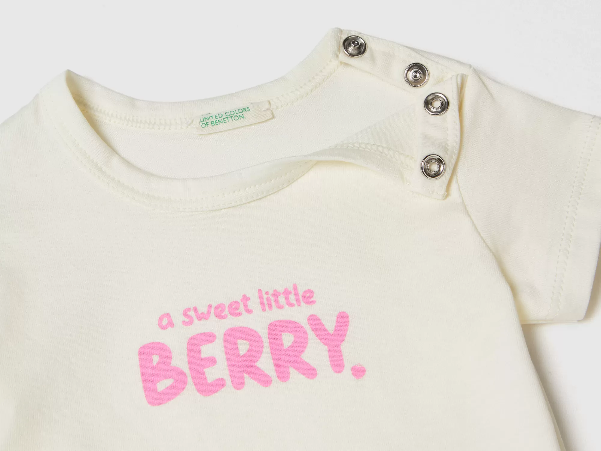 Benetton Camiseta De Algodón Organico Con Estampado-Niños Vestidos De Algodón Organico