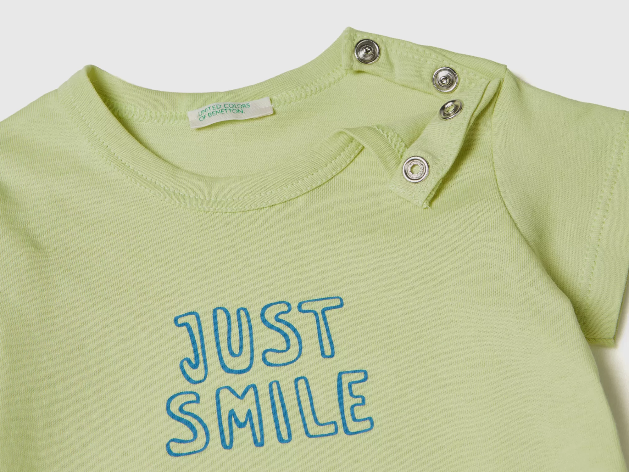 Benetton Camiseta De Algodón Organico Con Estampado-Niños Vestidos De Algodón Organico