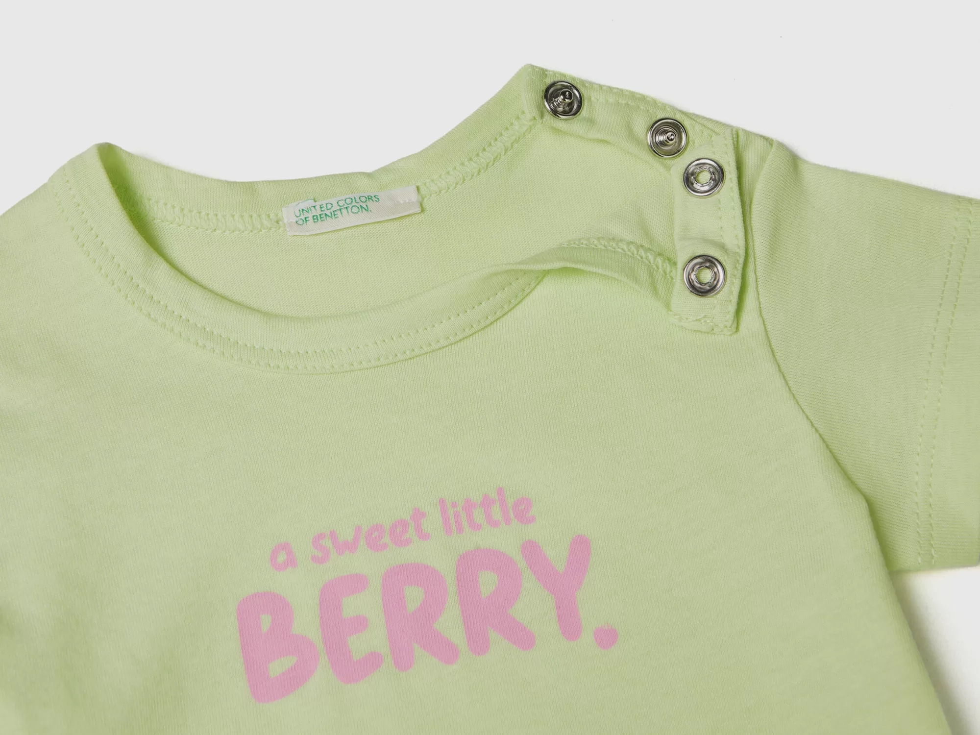 Benetton Camiseta De Algodón Organico Con Estampado-Niños Vestidos De Algodón Organico