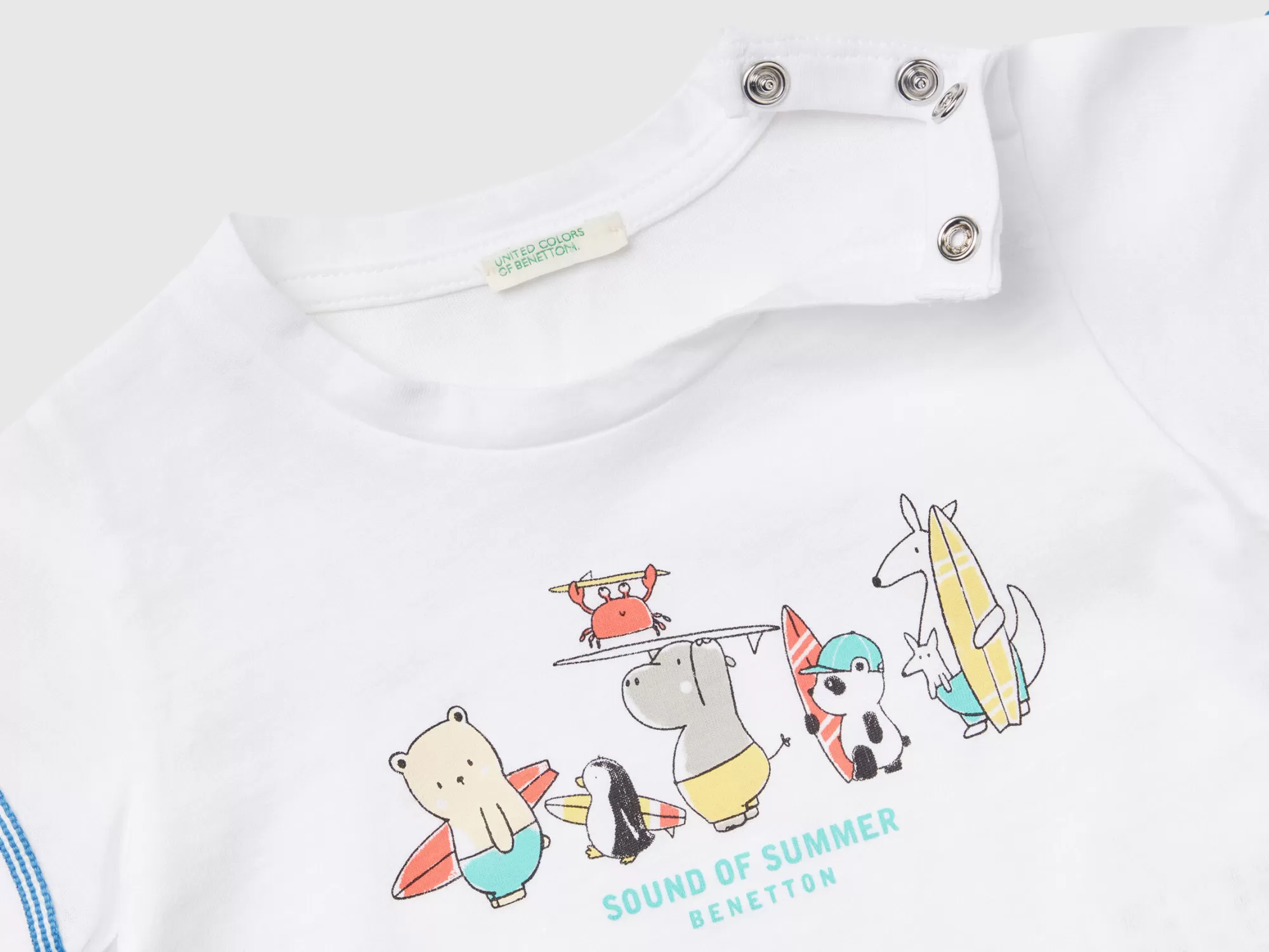 Benetton Camiseta De Algodón Organico Con Estampado-Niños Sudaderas Y Camisetas