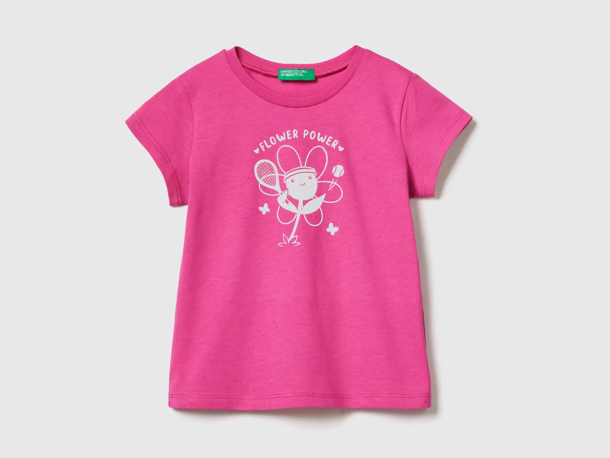 Benetton Camiseta De Cuello Redondo Con Estampado-Niños Camisetas Y Camisas