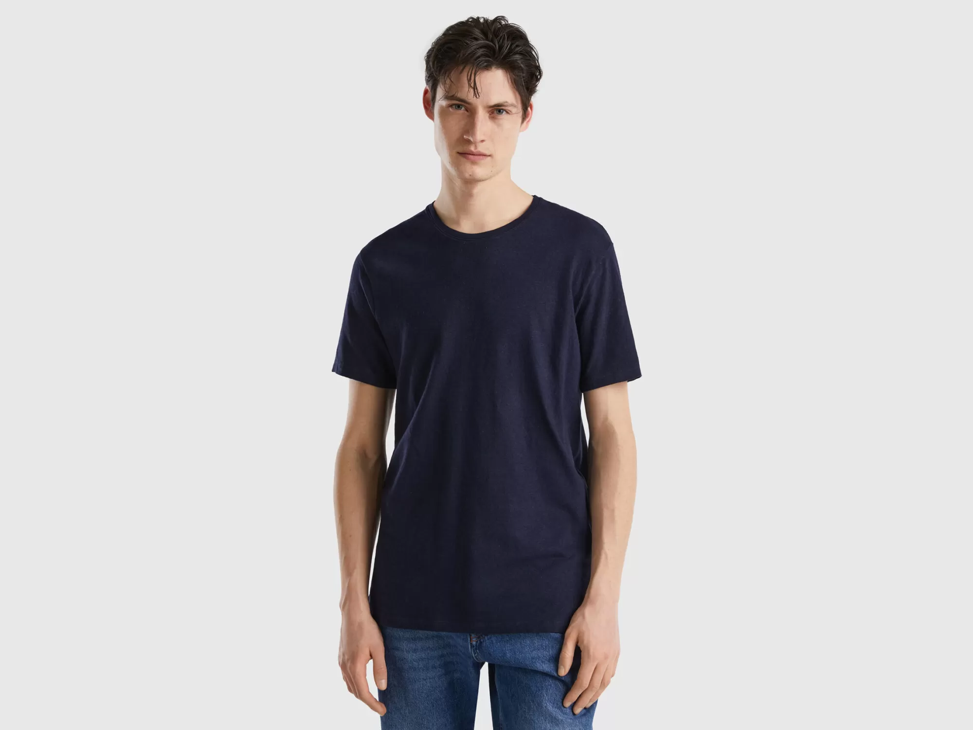 Benetton Camiseta De Lino Mixto-Hombre Camisetas