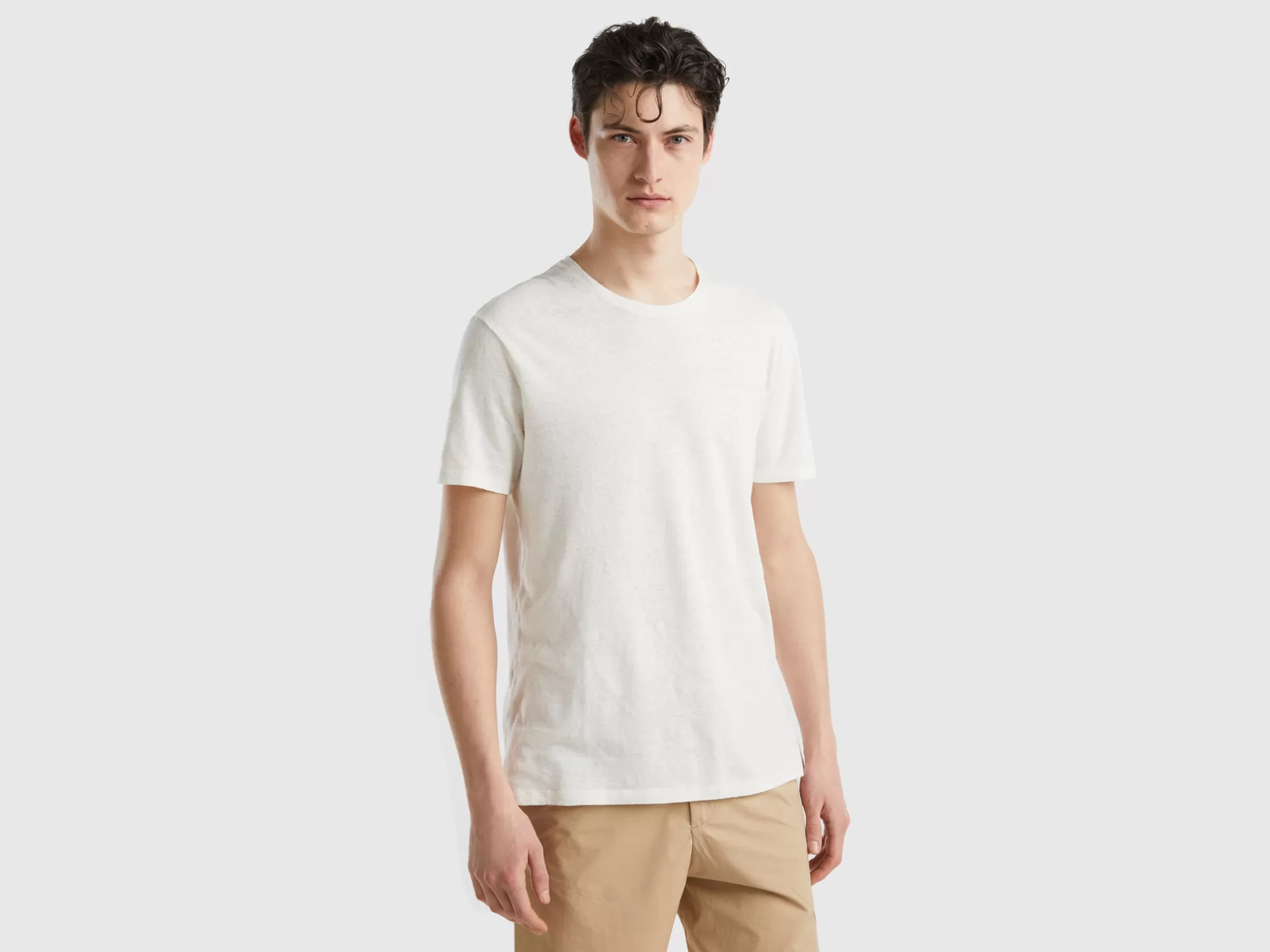 Benetton Camiseta De Lino Mixto-Hombre Camisetas