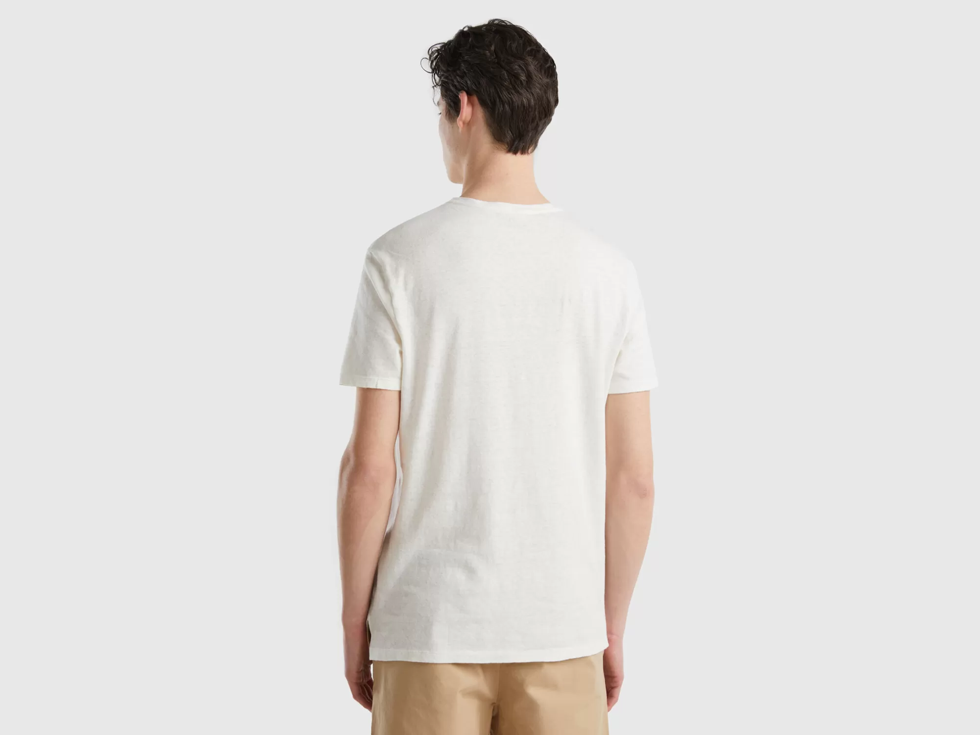 Benetton Camiseta De Lino Mixto-Hombre Camisetas