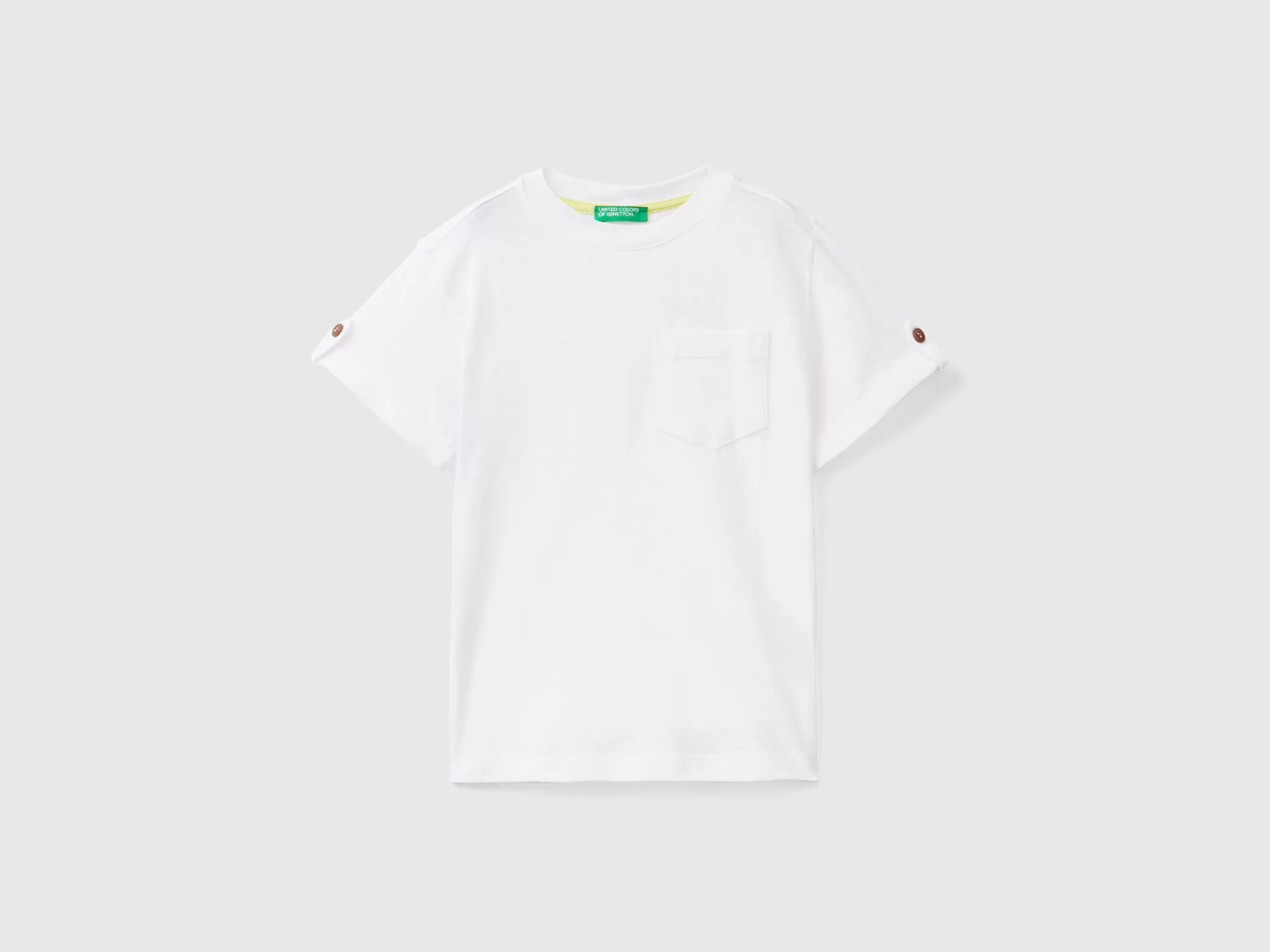 Benetton Camiseta De Lino Mixto Con Bolsillo-Niños Camisetas Y Camisas