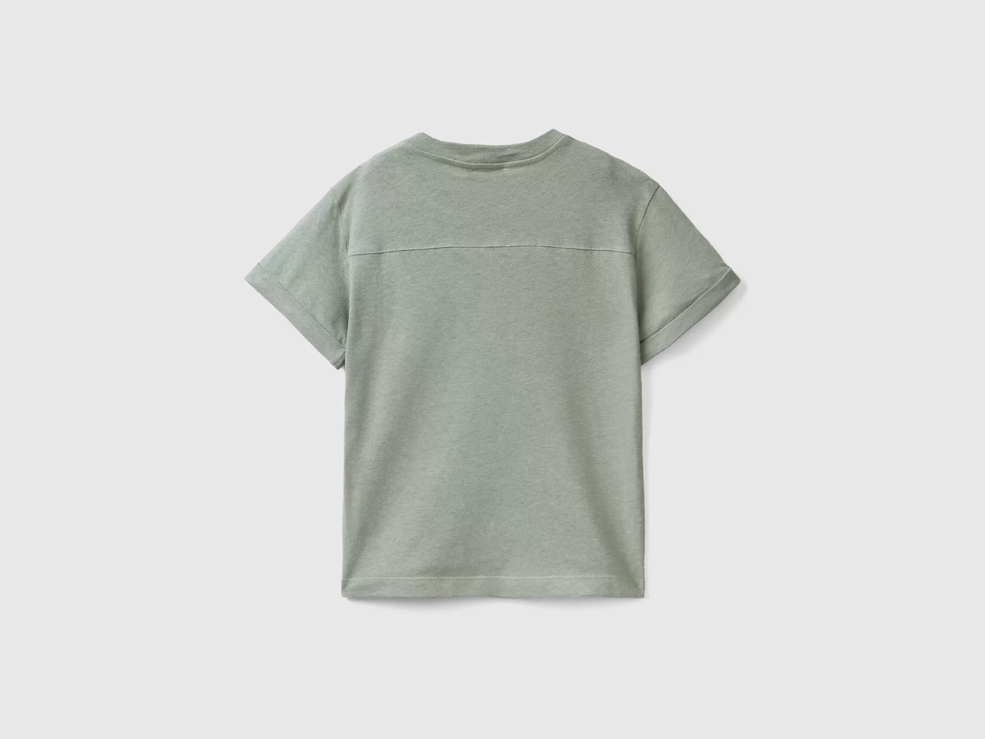 Benetton Camiseta De Lino Mixto Con Bolsillo-Niños Camisetas Y Camisas