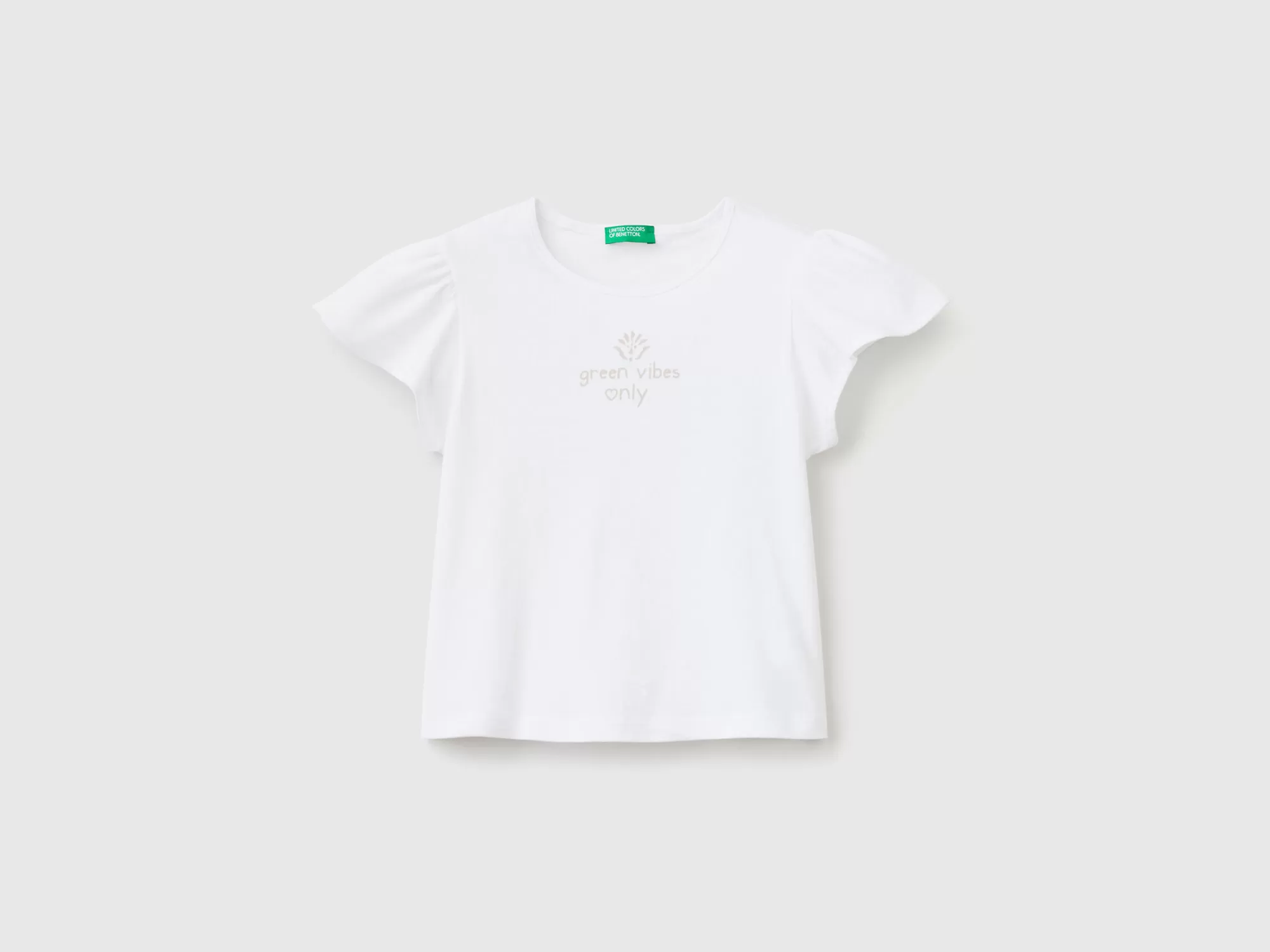 Benetton Camiseta De Lino Mixto Con Estampado-Niños Camisetas Y Camisas