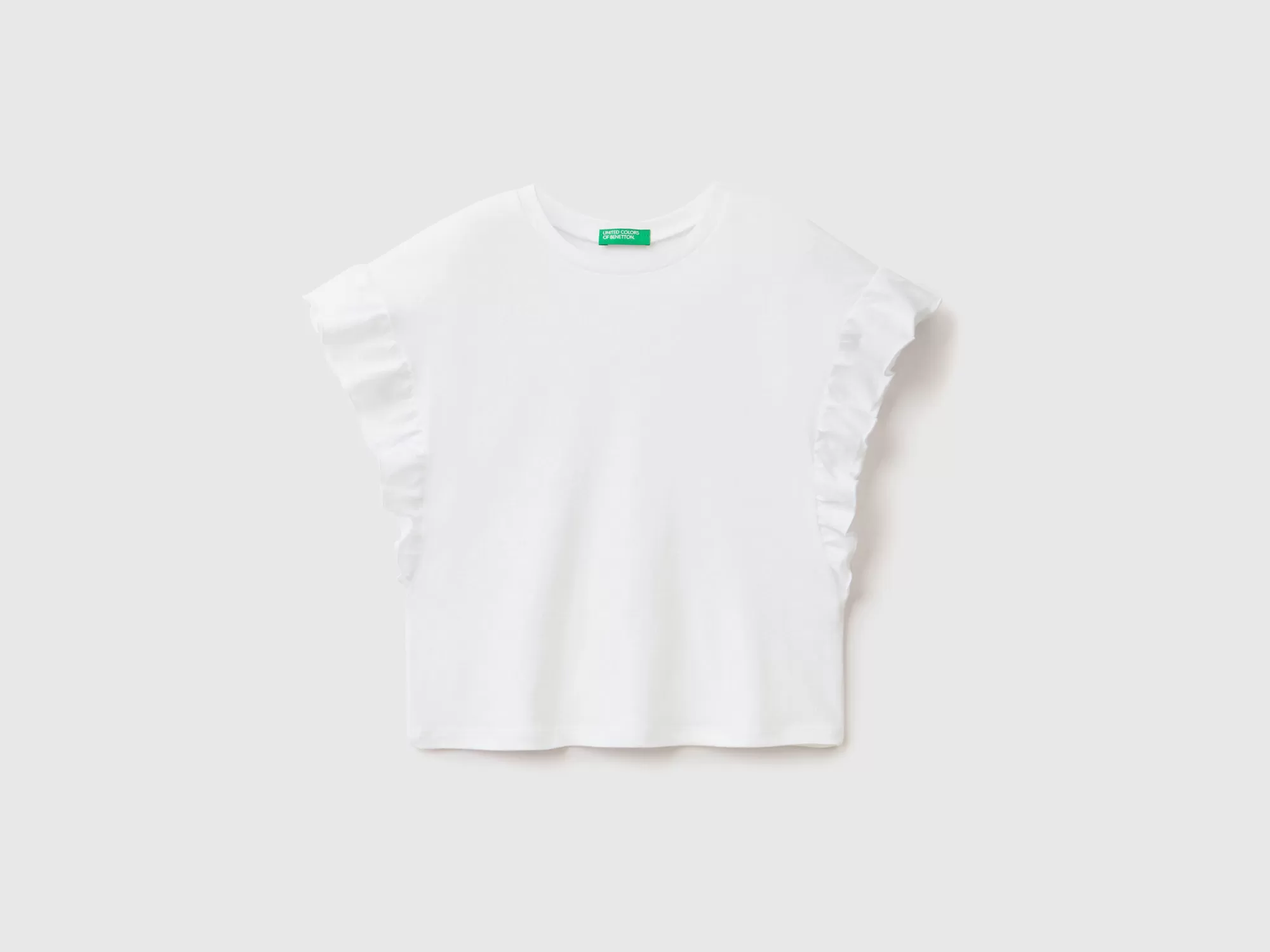 Benetton Camiseta De Lino Mixto Con Volantes-Niños Camisetas Y Camisas