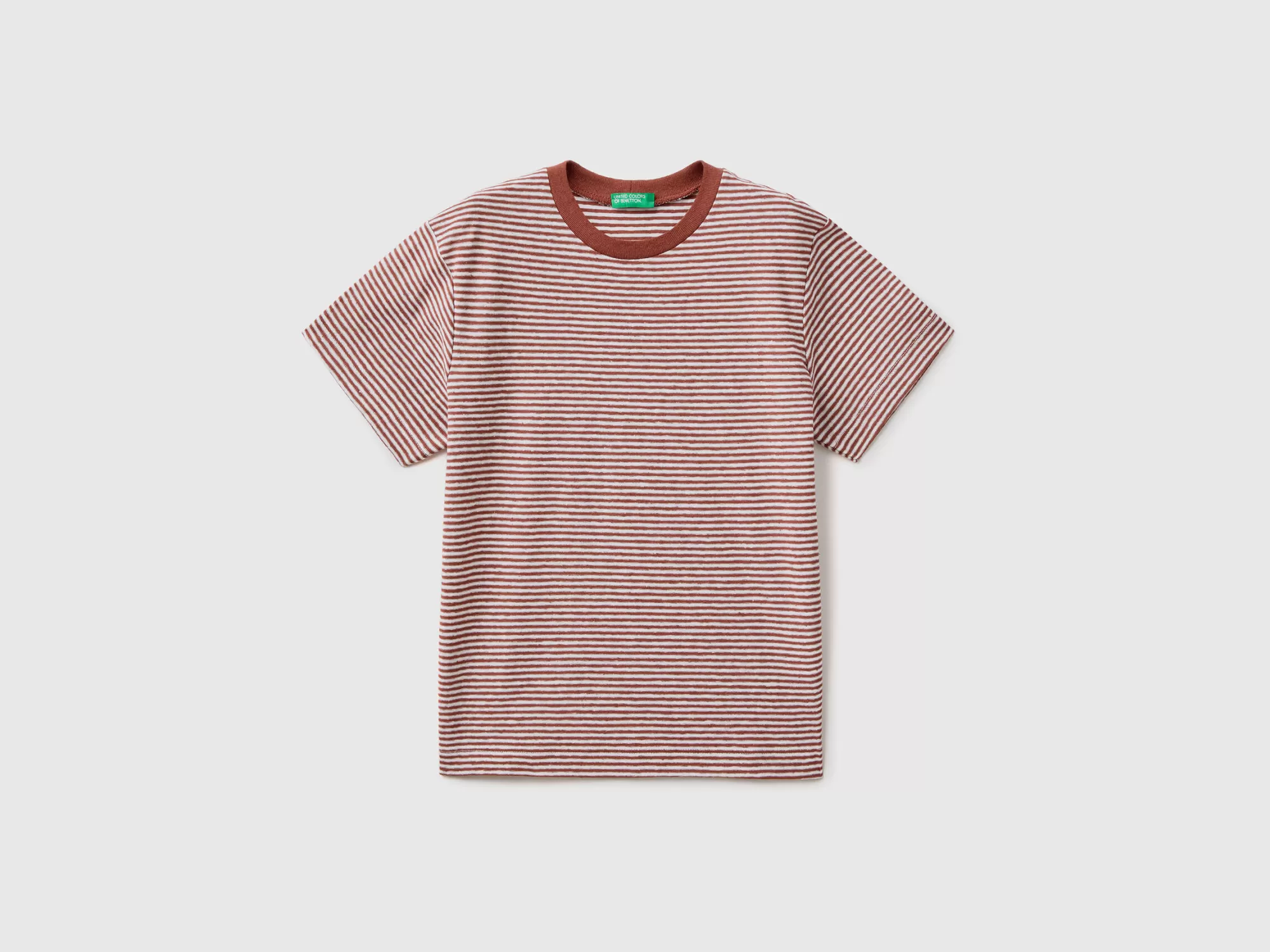 Benetton Camiseta De Lino Mixto De Rayas-Niños Camisetas Y Camisas