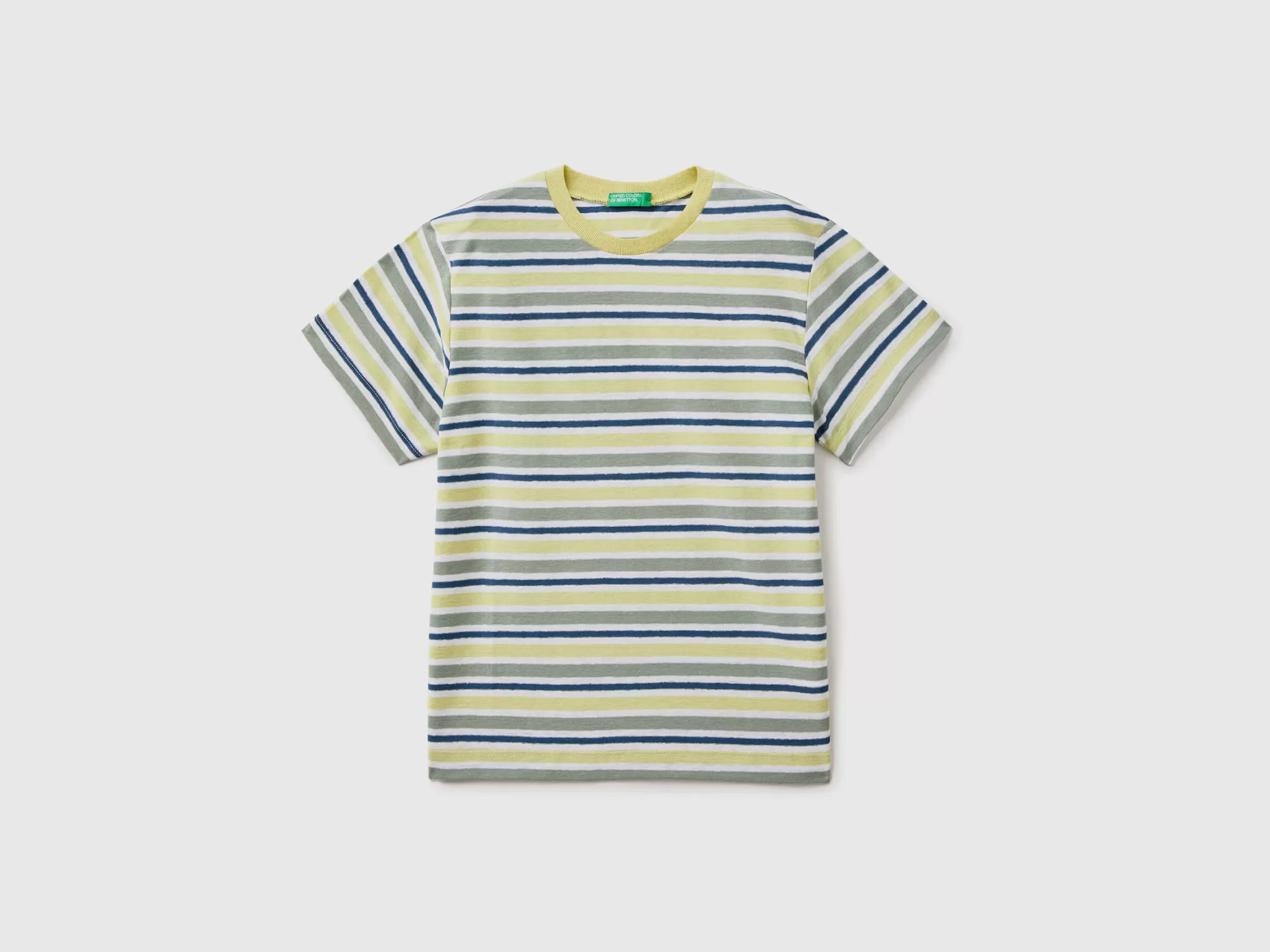 Benetton Camiseta De Lino Mixto De Rayas-Niños Camisetas Y Camisas