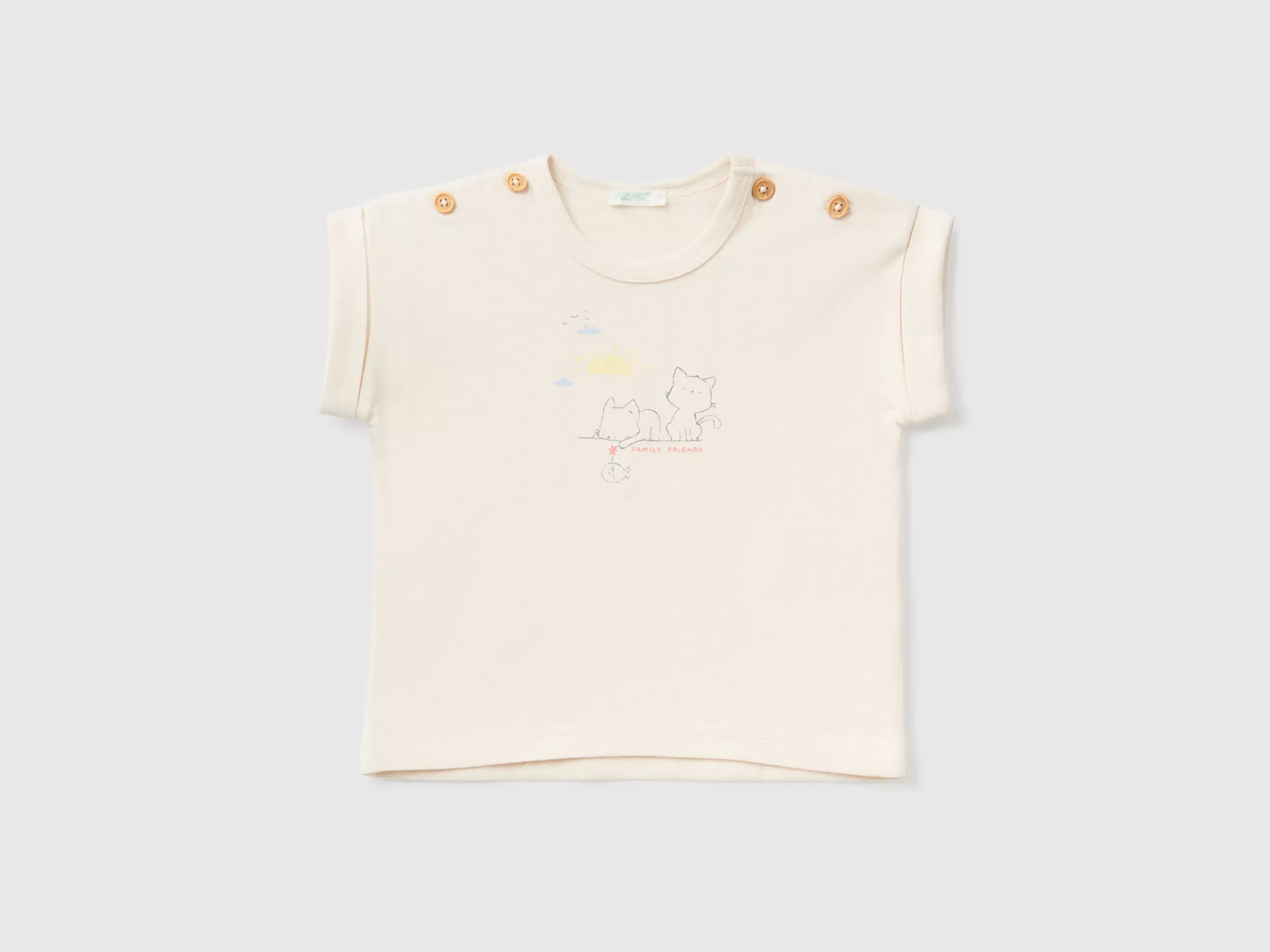 Benetton Camiseta De Manga Corta Con Estampado-Niños Sudaderas Y Camisetas