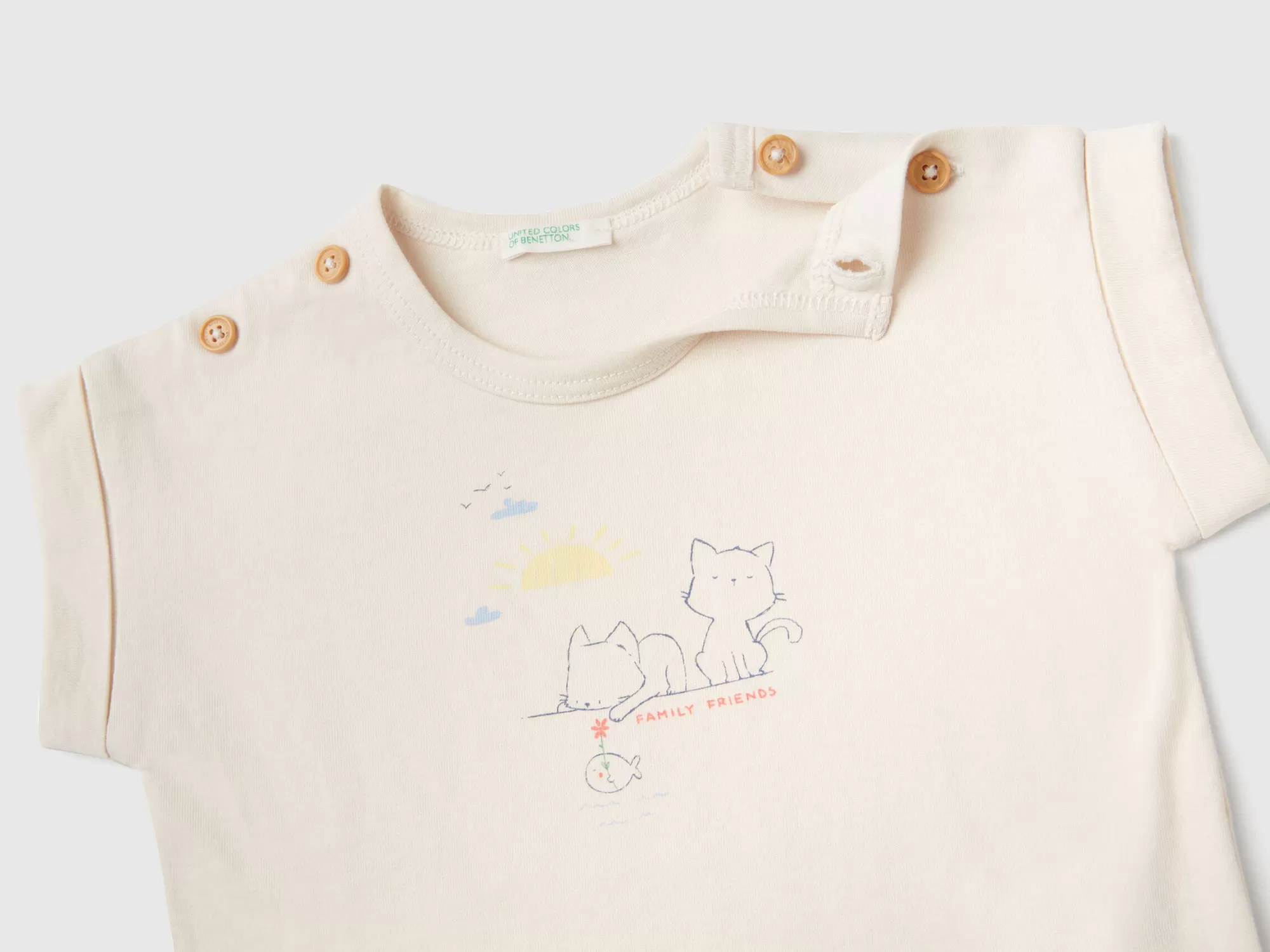 Benetton Camiseta De Manga Corta Con Estampado-Niños Sudaderas Y Camisetas