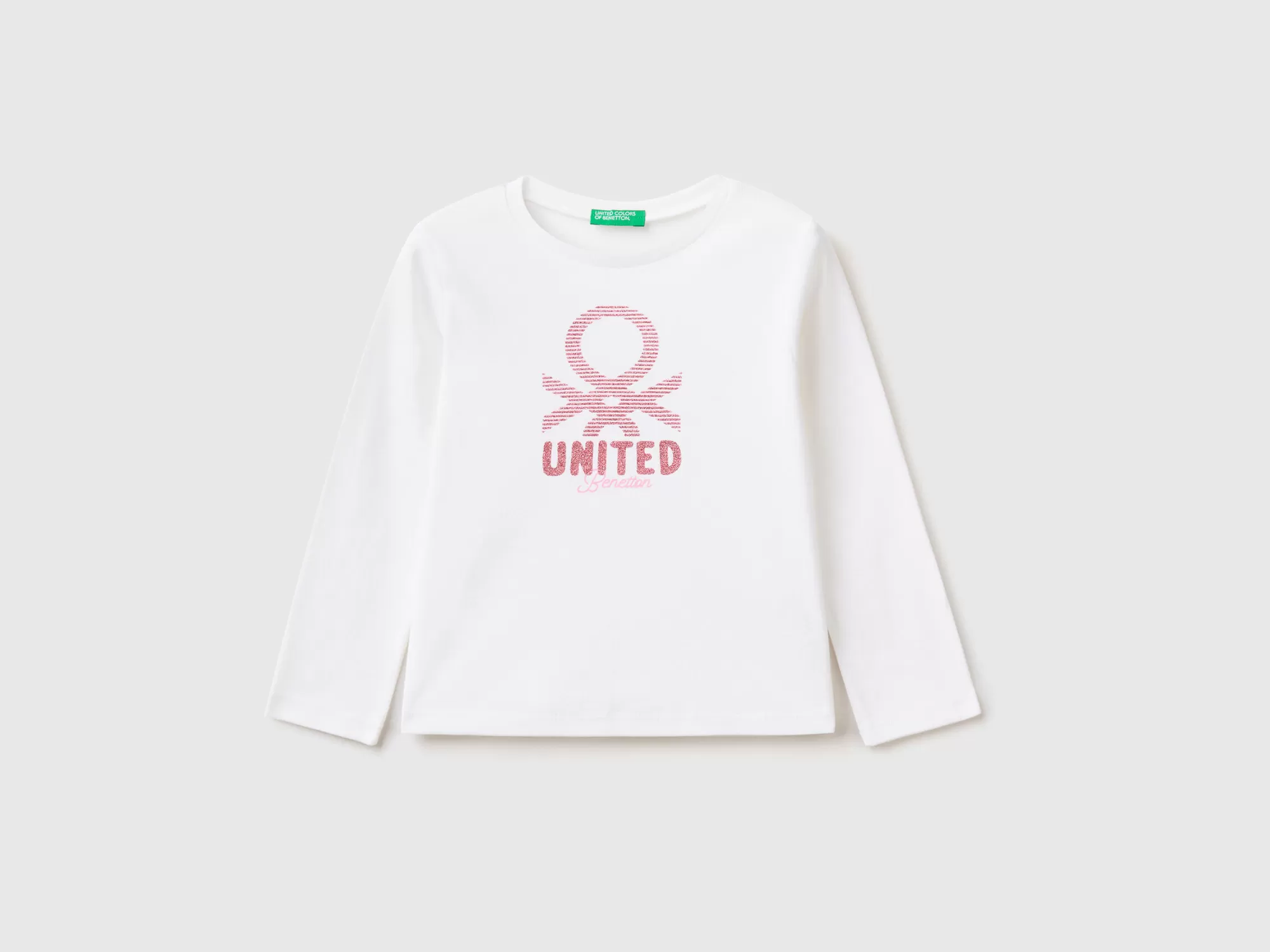 Benetton Camiseta De Manga Larga Con Estampado De Glitter-Niños Camisetas Y Camisas