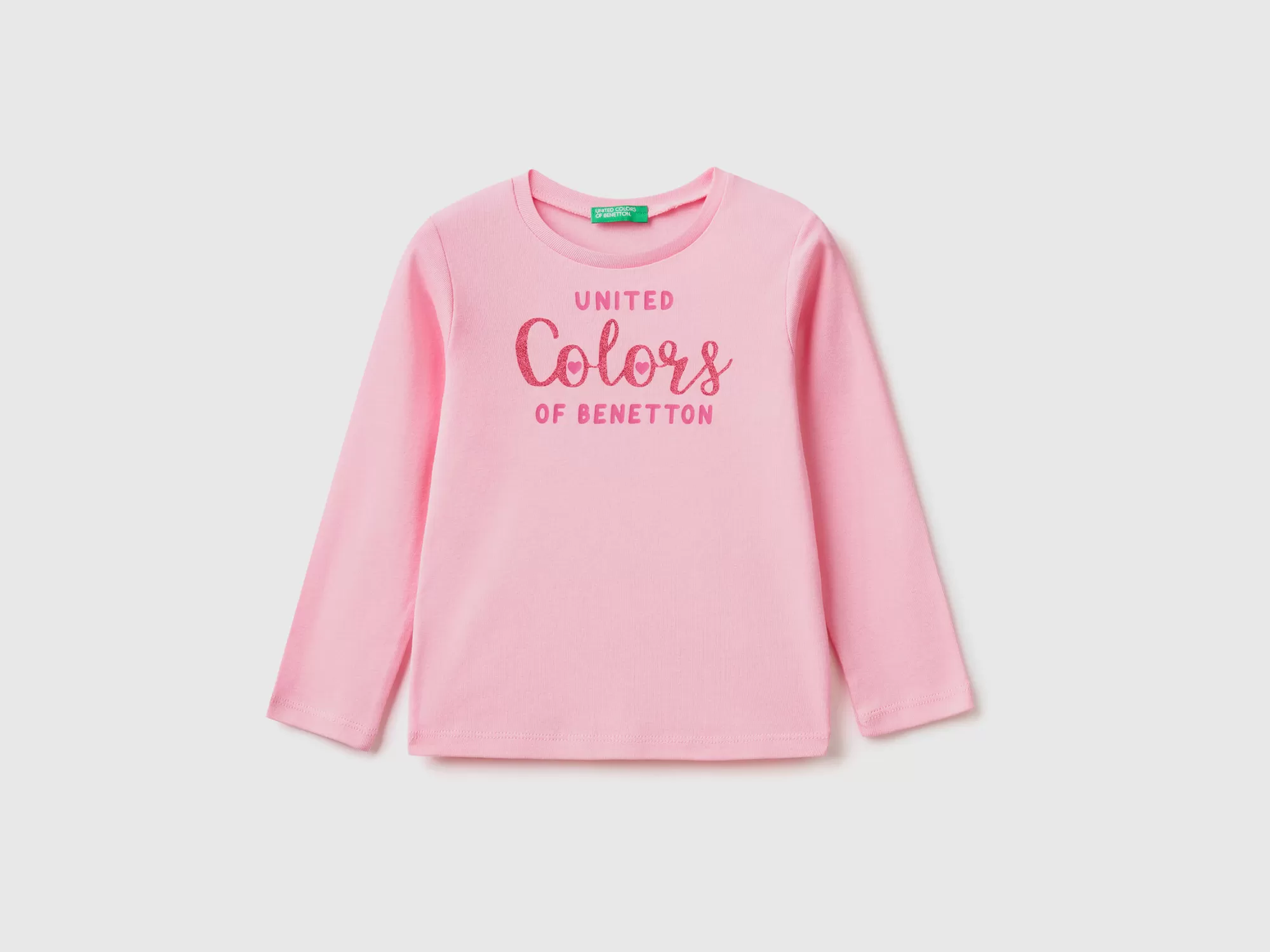 Benetton Camiseta De Manga Larga Con Estampado De Glitter-Niños Camisetas Y Camisas