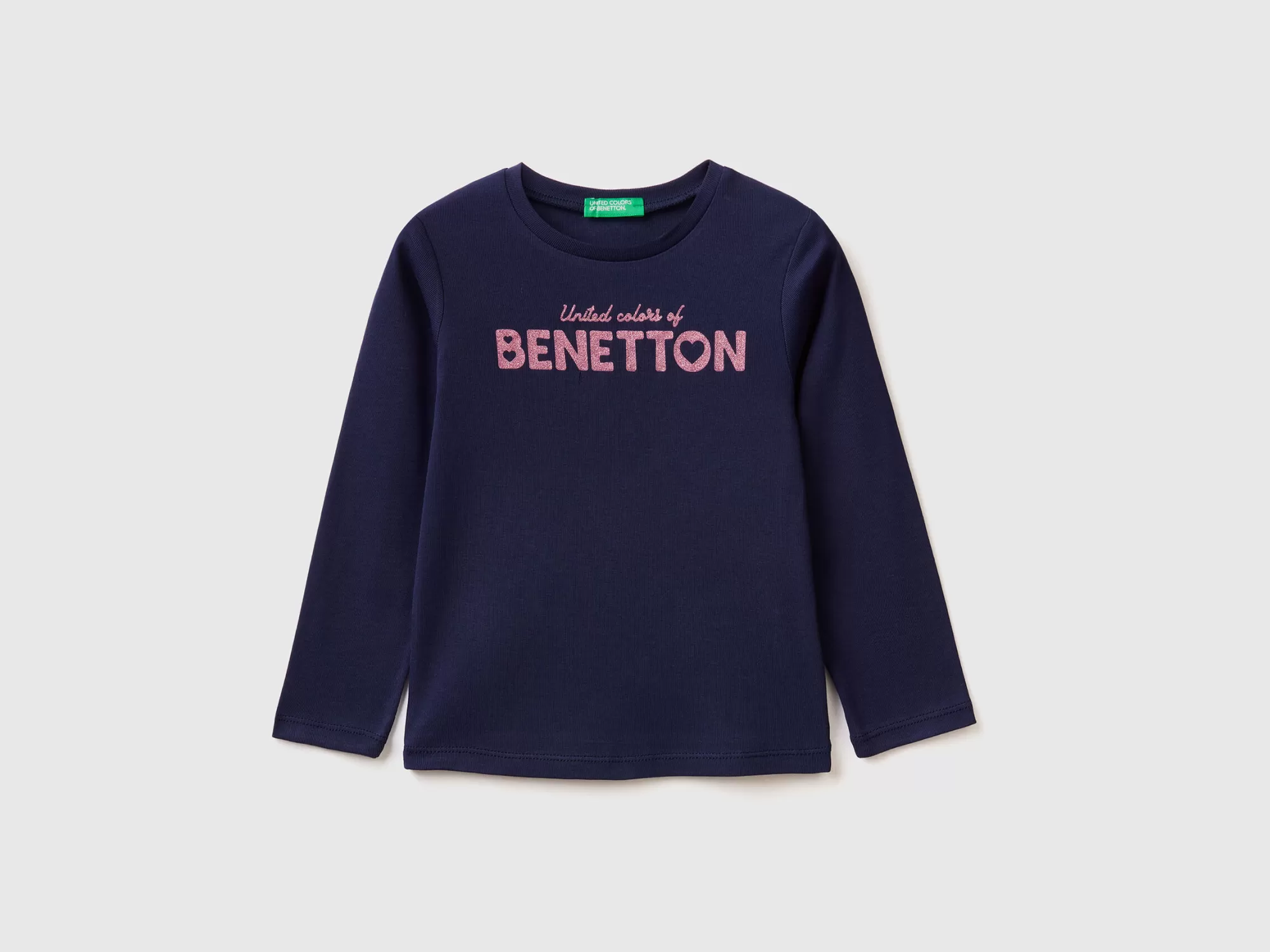 Benetton Camiseta De Manga Larga Con Estampado De Glitter-Niños Camisetas Y Camisas