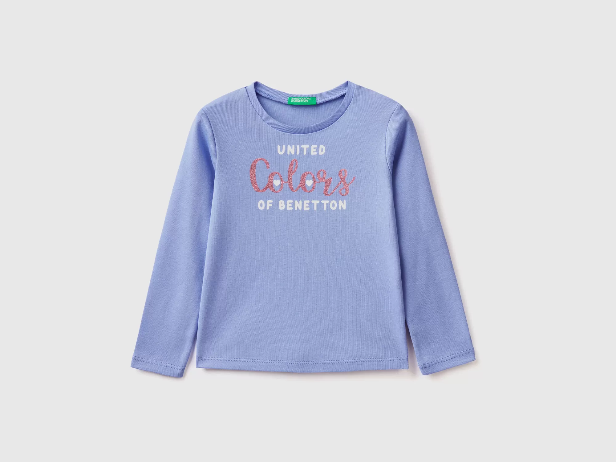 Benetton Camiseta De Manga Larga Con Estampado De Glitter-Niños Camisetas Y Camisas