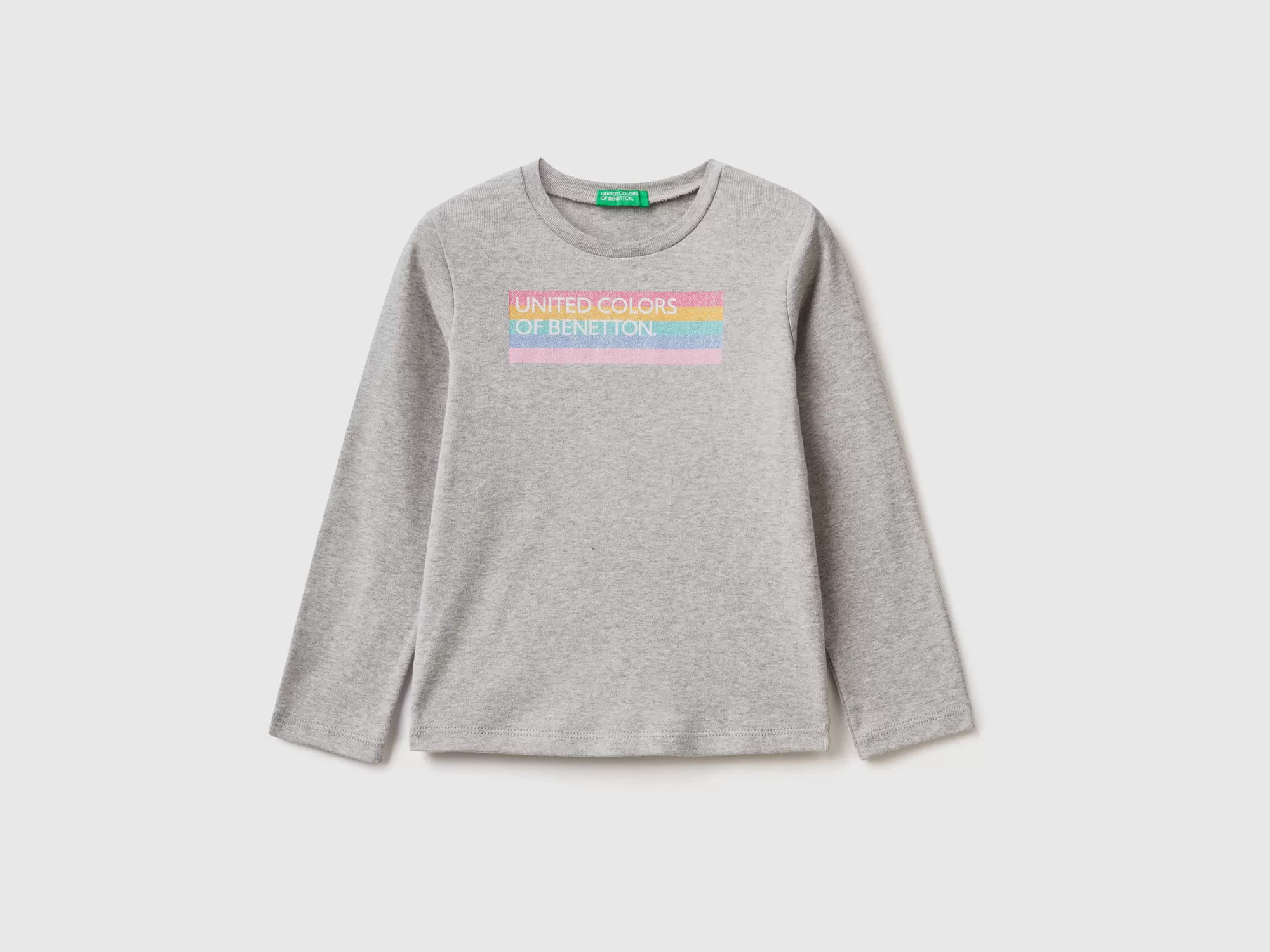 Benetton Camiseta De Manga Larga Con Estampado De Glitter-Niños Camisetas Y Camisas