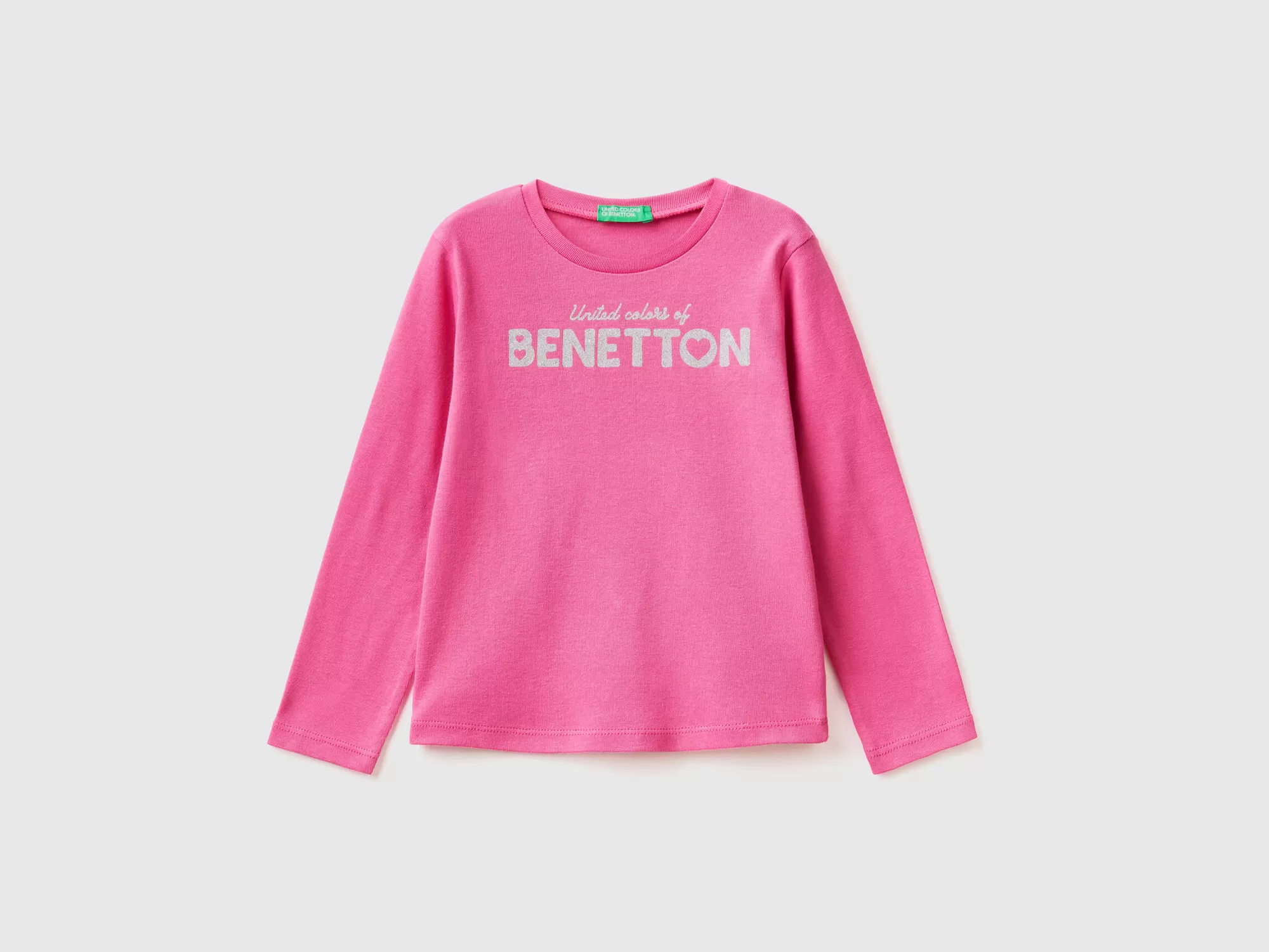 Benetton Camiseta De Manga Larga Con Estampado De Glitter-Niños Camisetas Y Camisas