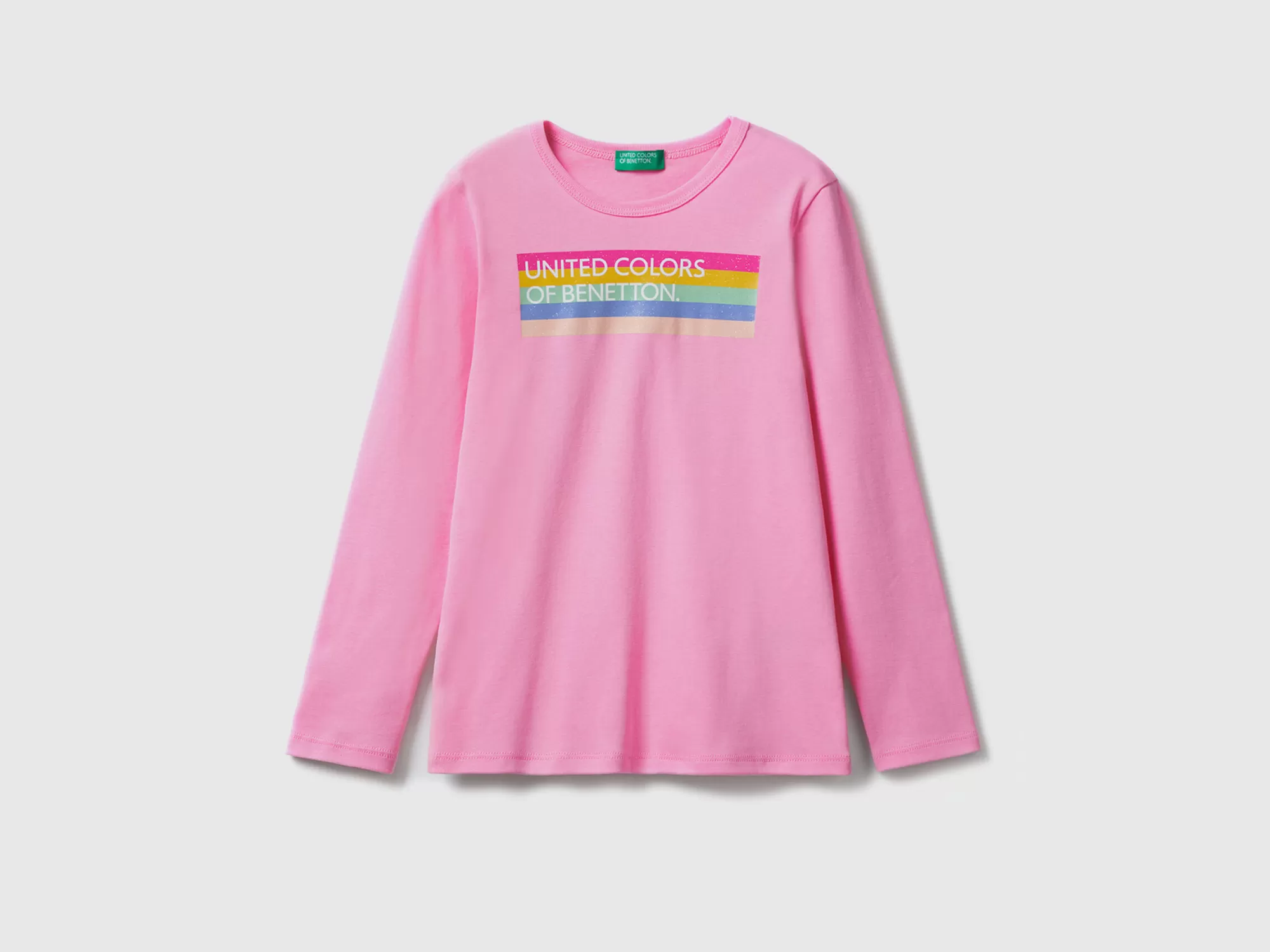 Benetton Camiseta De Manga Larga Con Estampado De Glitter-Niños Camisetas Y Camisas