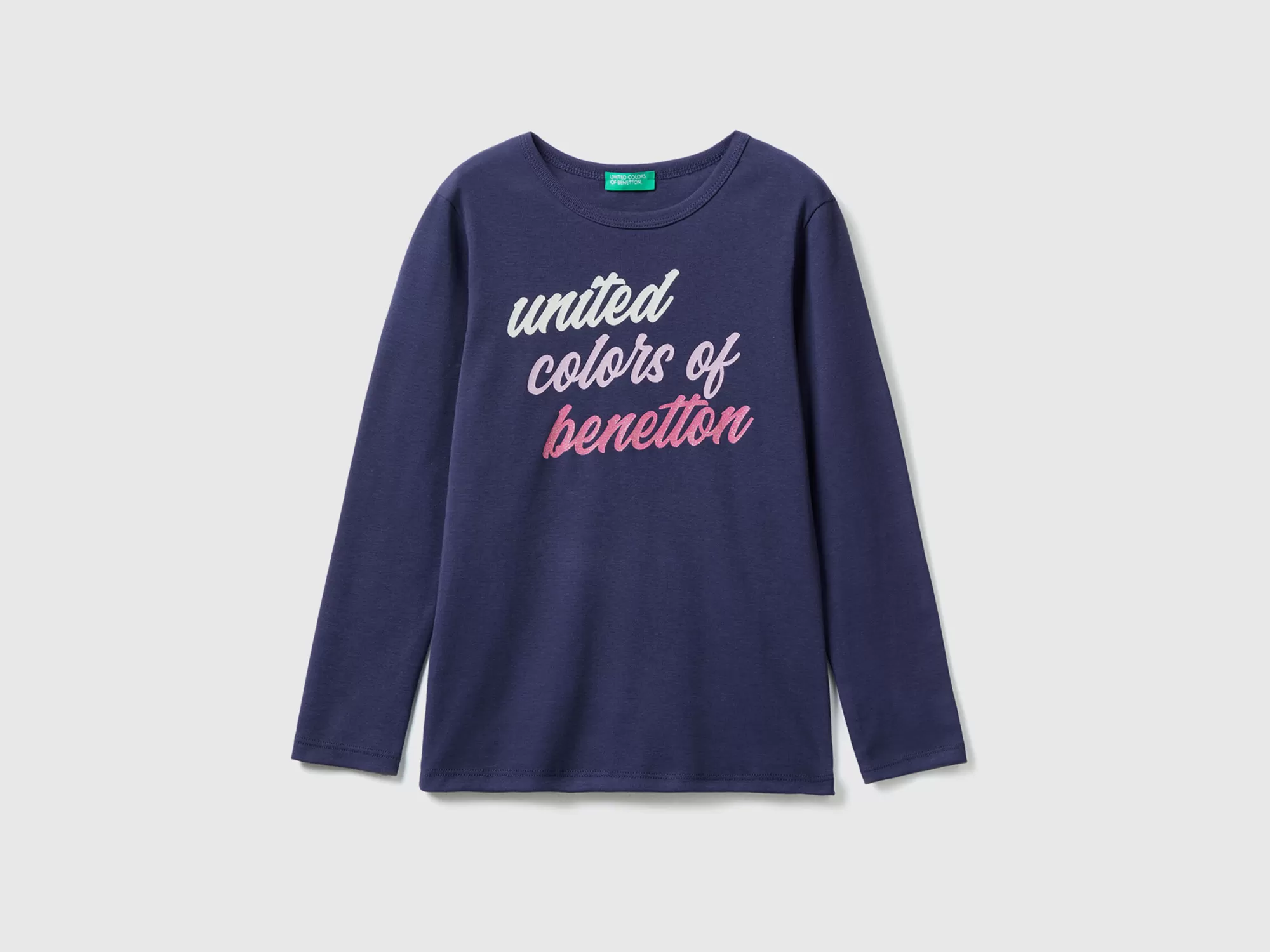 Benetton Camiseta De Manga Larga Con Estampado De Glitter-Niños Camisetas Y Camisas