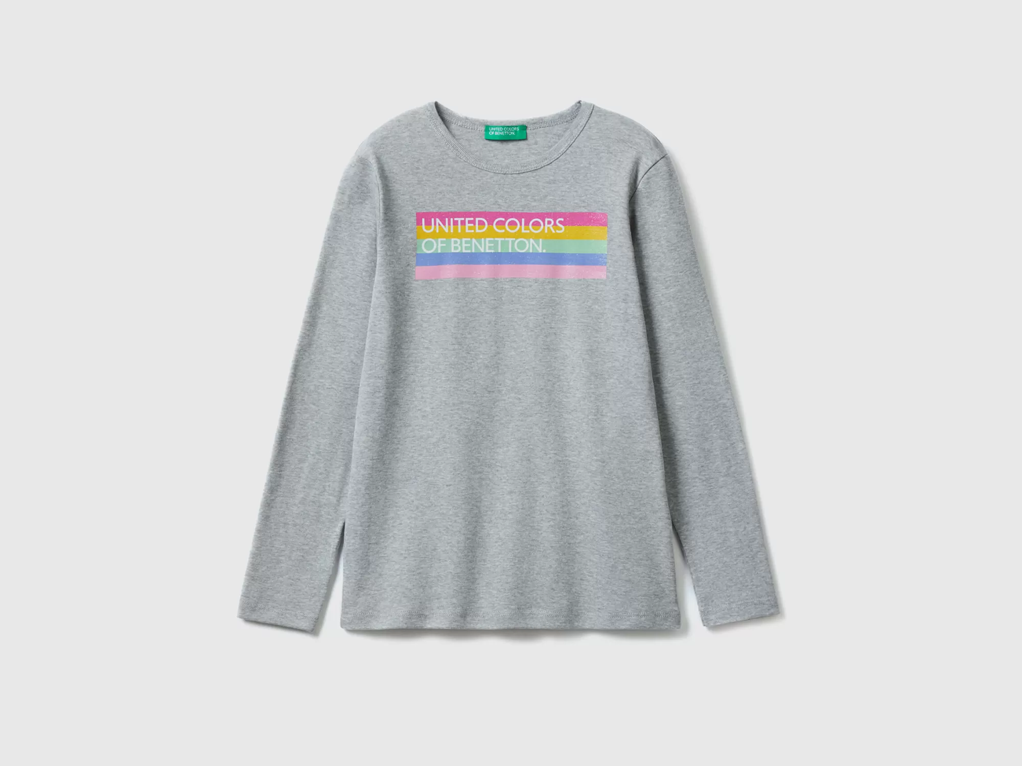 Benetton Camiseta De Manga Larga Con Estampado De Glitter-Niños Camisetas Y Camisas