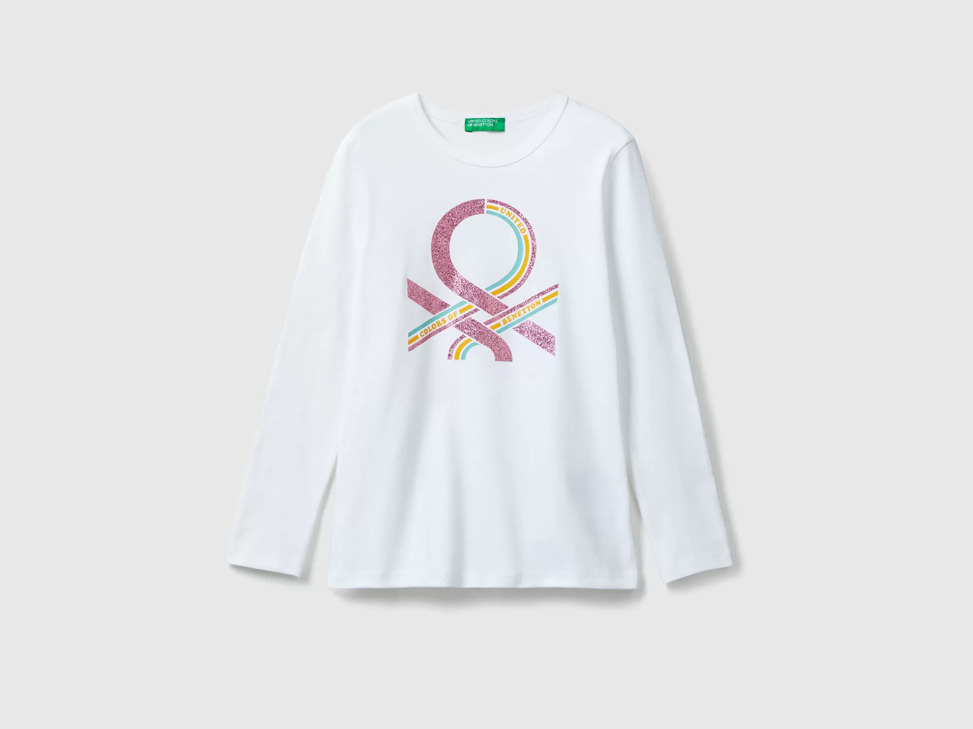 Benetton Camiseta De Manga Larga Con Estampado De Glitter-Niños Camisetas Y Camisas