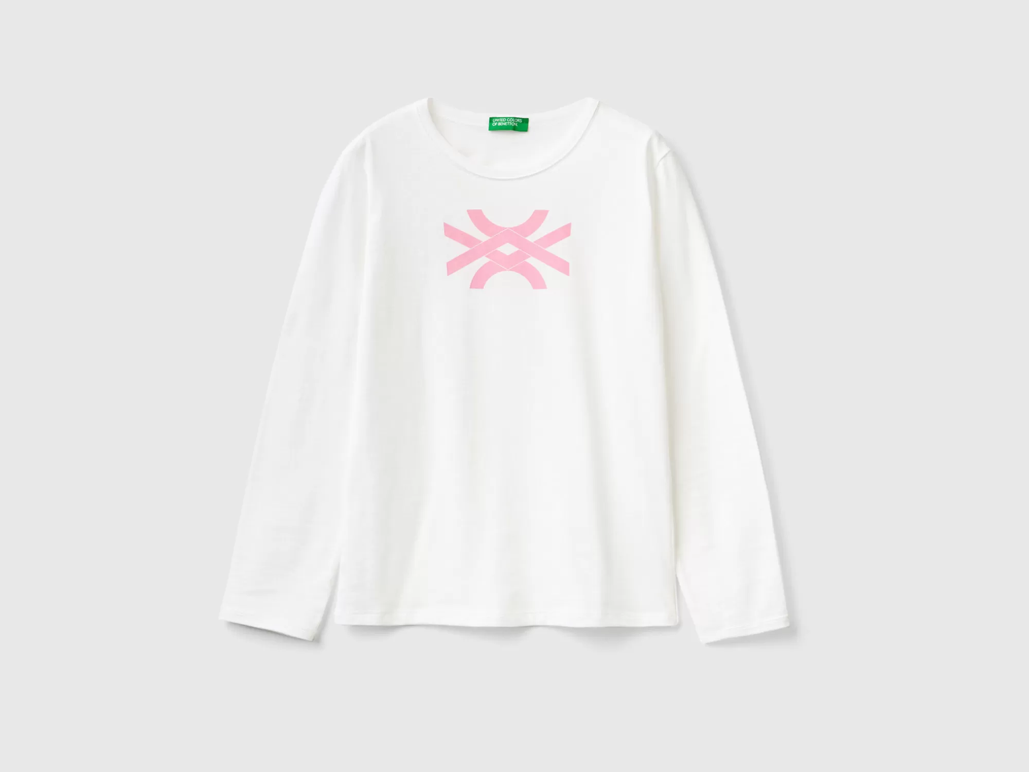 Benetton Camiseta De Manga Larga De 100 % Algodón-Niños Camisetas Y Camisas