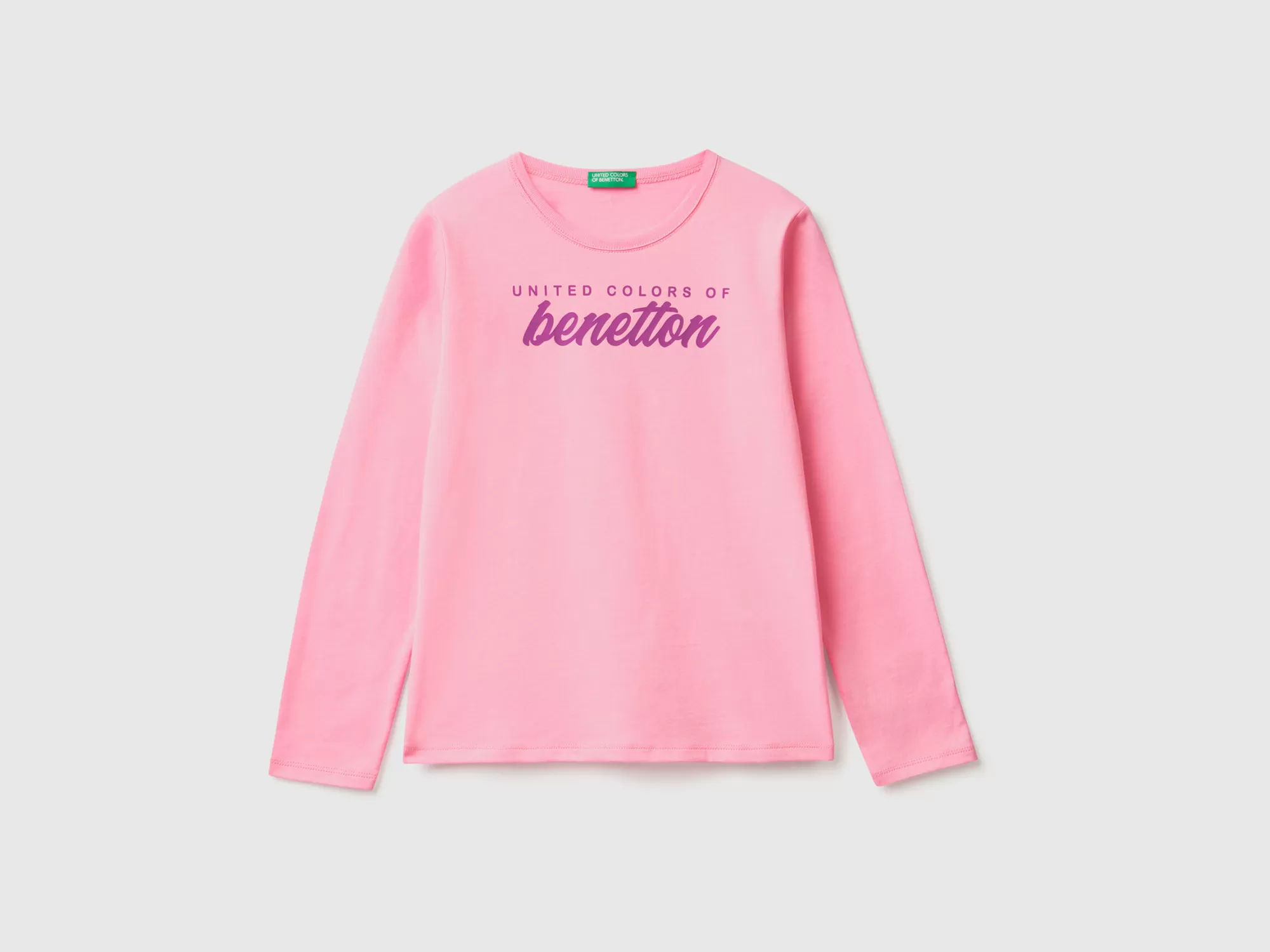 Benetton Camiseta De Manga Larga De 100 % Algodón-Niños Camisetas Y Camisas