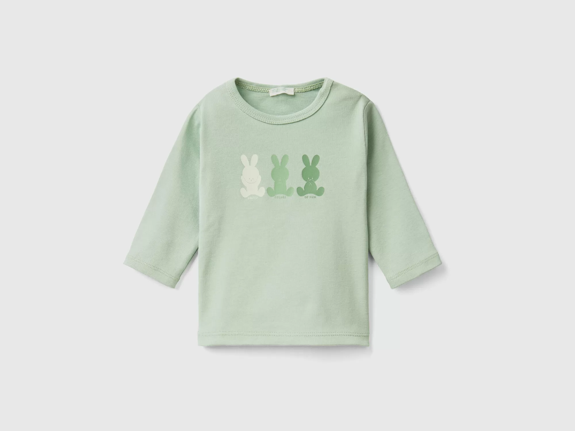 Benetton Camiseta De Manga Larga De 100 % Algodón Organico-Niños Vestidos De Algodón Organico