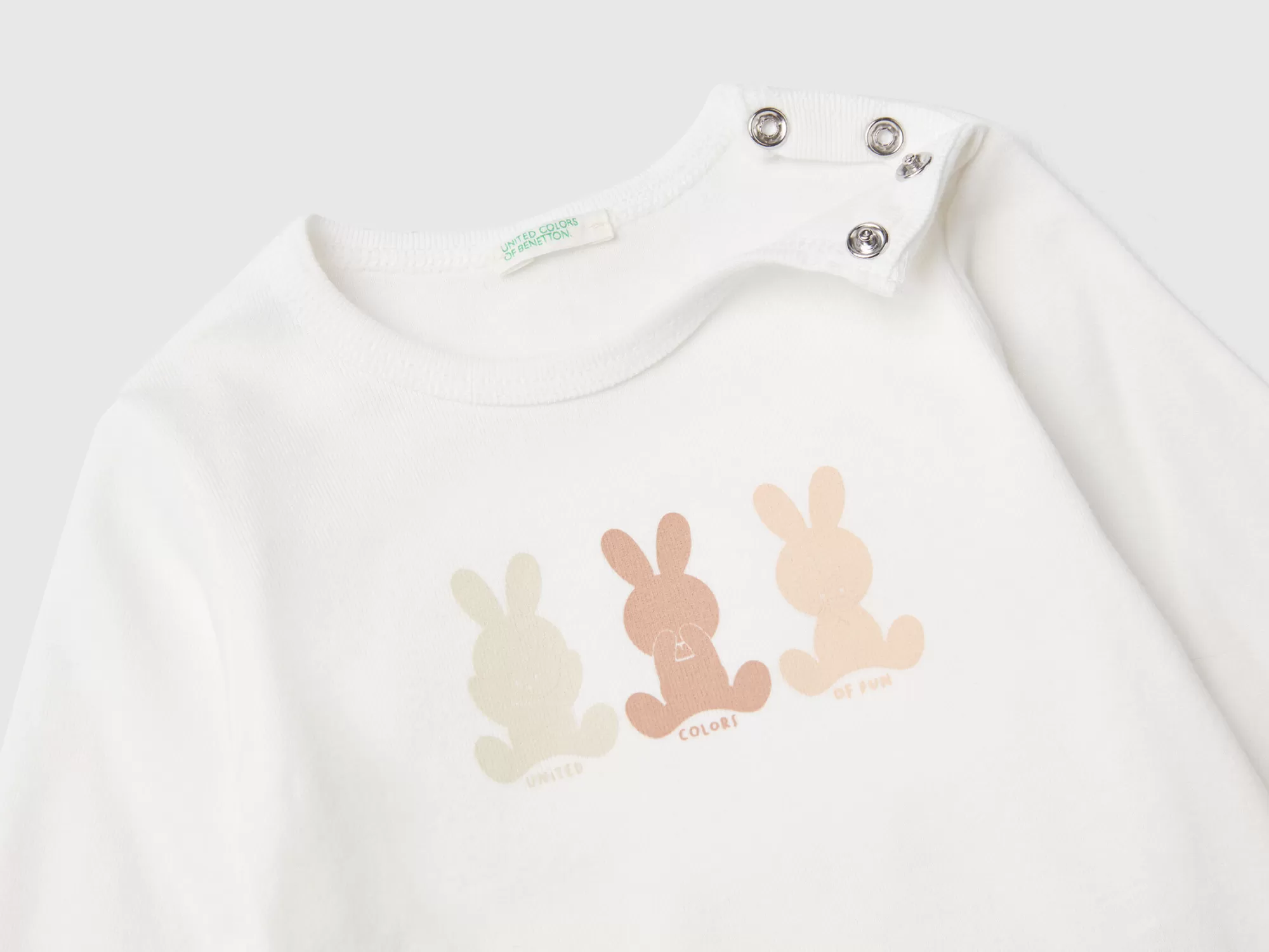 Benetton Camiseta De Manga Larga De 100 % Algodón Organico-Niños Vestidos De Algodón Organico