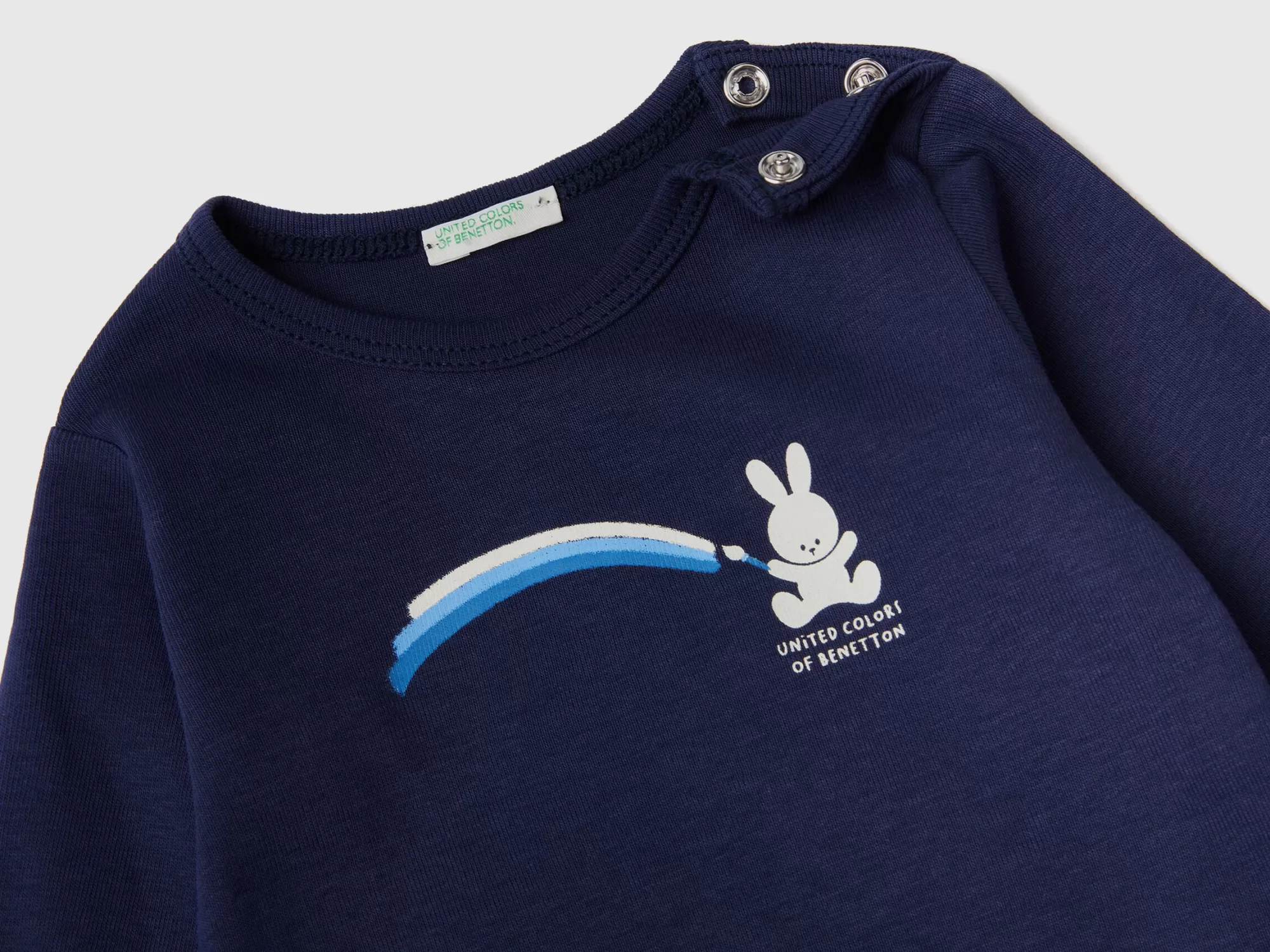 Benetton Camiseta De Manga Larga De 100 % Algodón Organico-Niños Vestidos De Algodón Organico