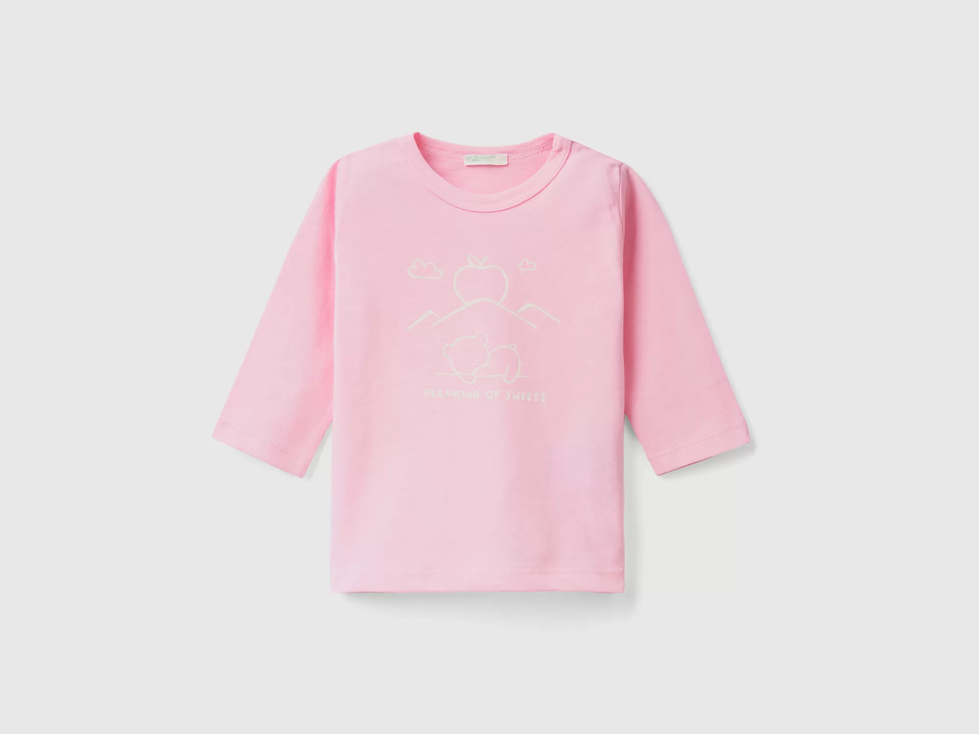 Benetton Camiseta De Manga Larga De Algodón Organico-Niños Vestidos De Algodón Organico