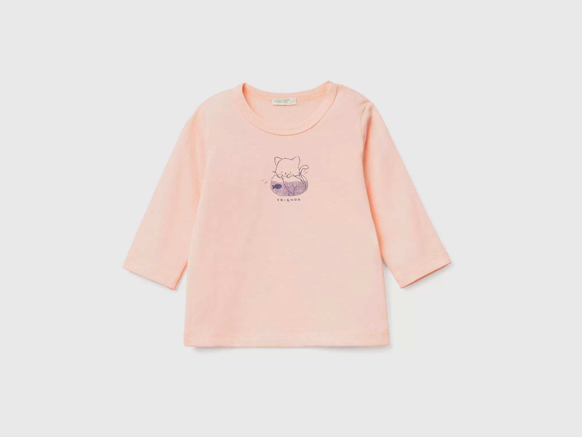 Benetton Camiseta De Manga Larga De Algodón Organico-Niños Vestidos De Algodón Organico