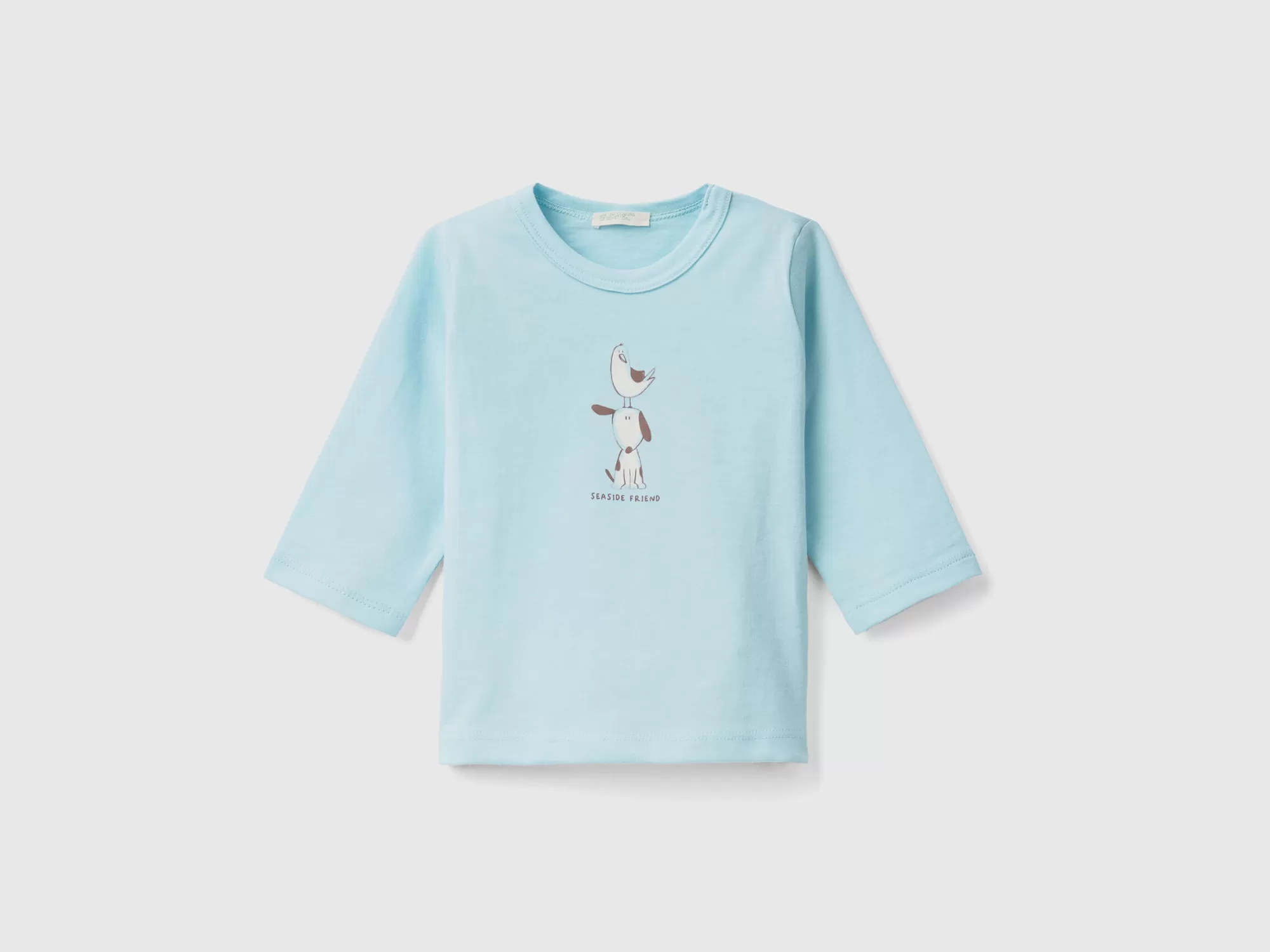 Benetton Camiseta De Manga Larga De Algodón Organico-Niños Vestidos De Algodón Organico