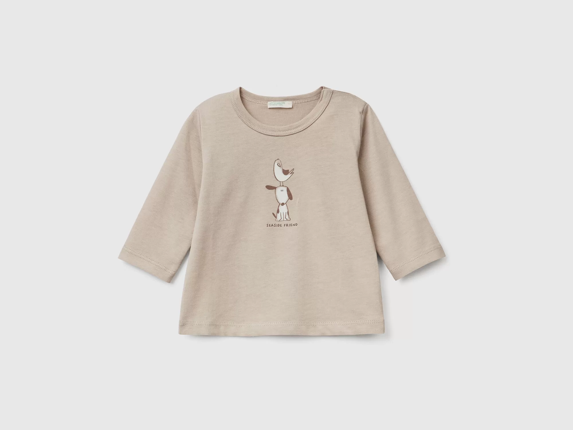 Benetton Camiseta De Manga Larga De Algodón Organico-Niños Vestidos De Algodón Organico